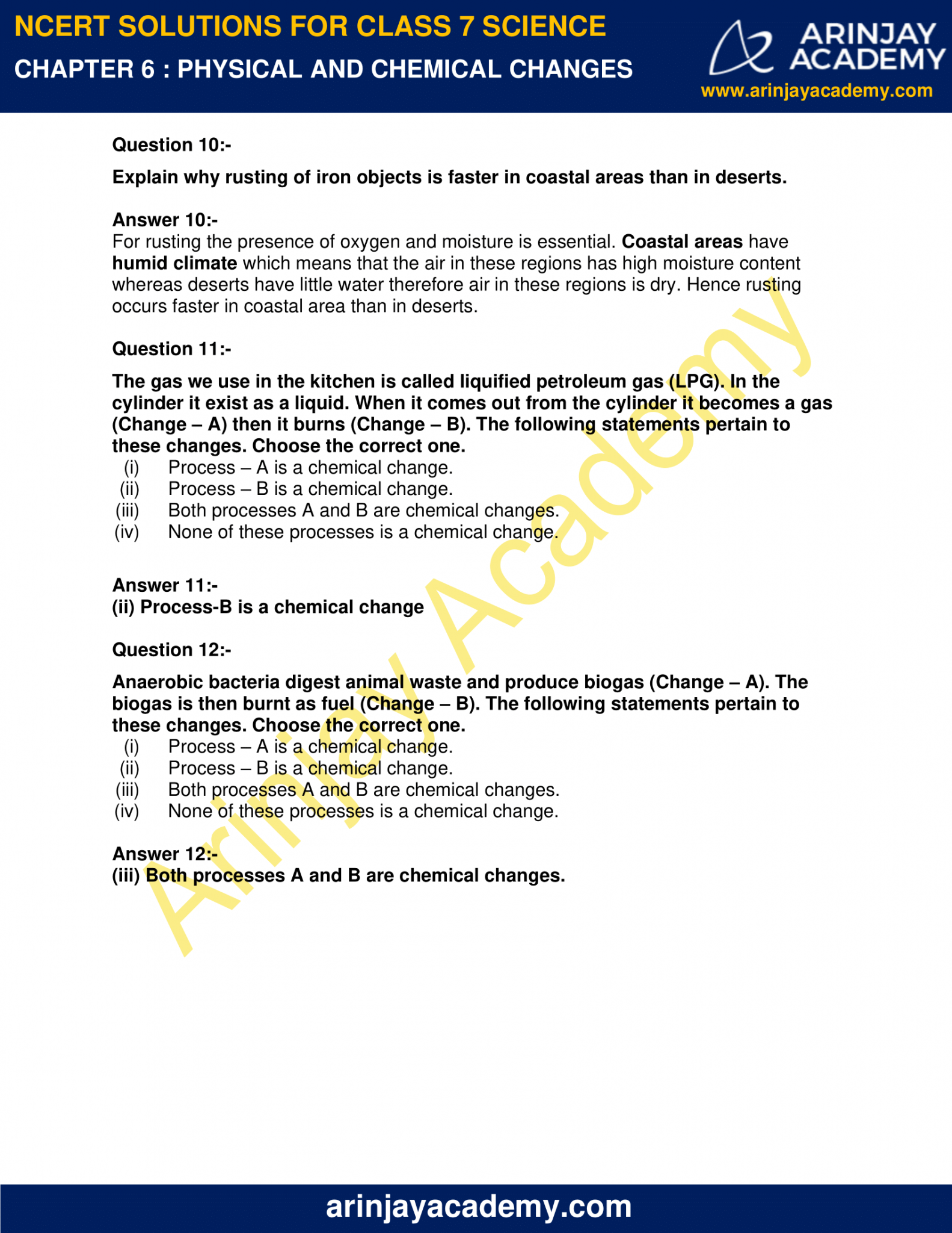 NCERT Solutions For Class 7 Science Chapter 6 Physical And Chemical