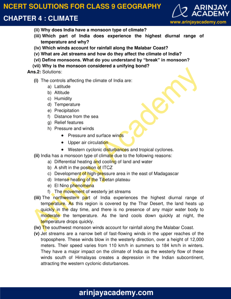 NCERT Solutions For Class 9 Geography Chapter 4 Arinjay Academy