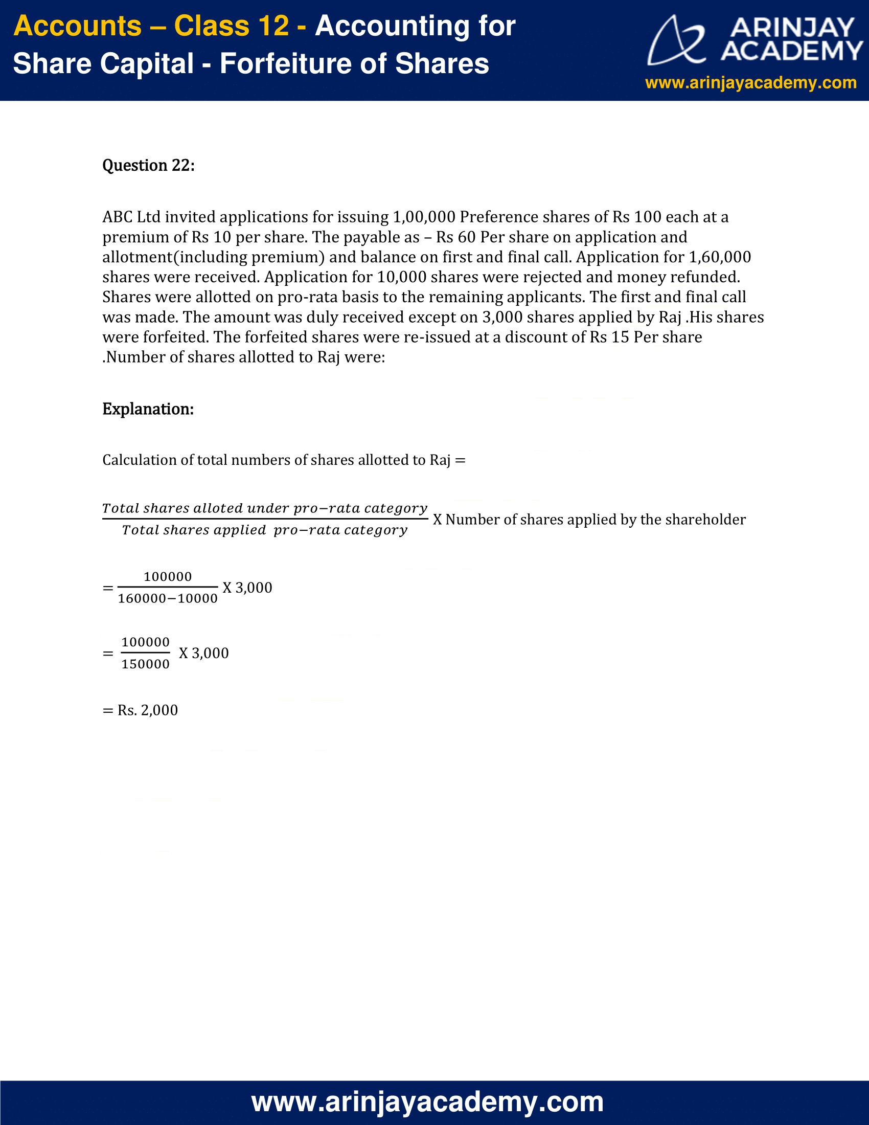 Determination of number of share allotted to a person in case of pro-Rata