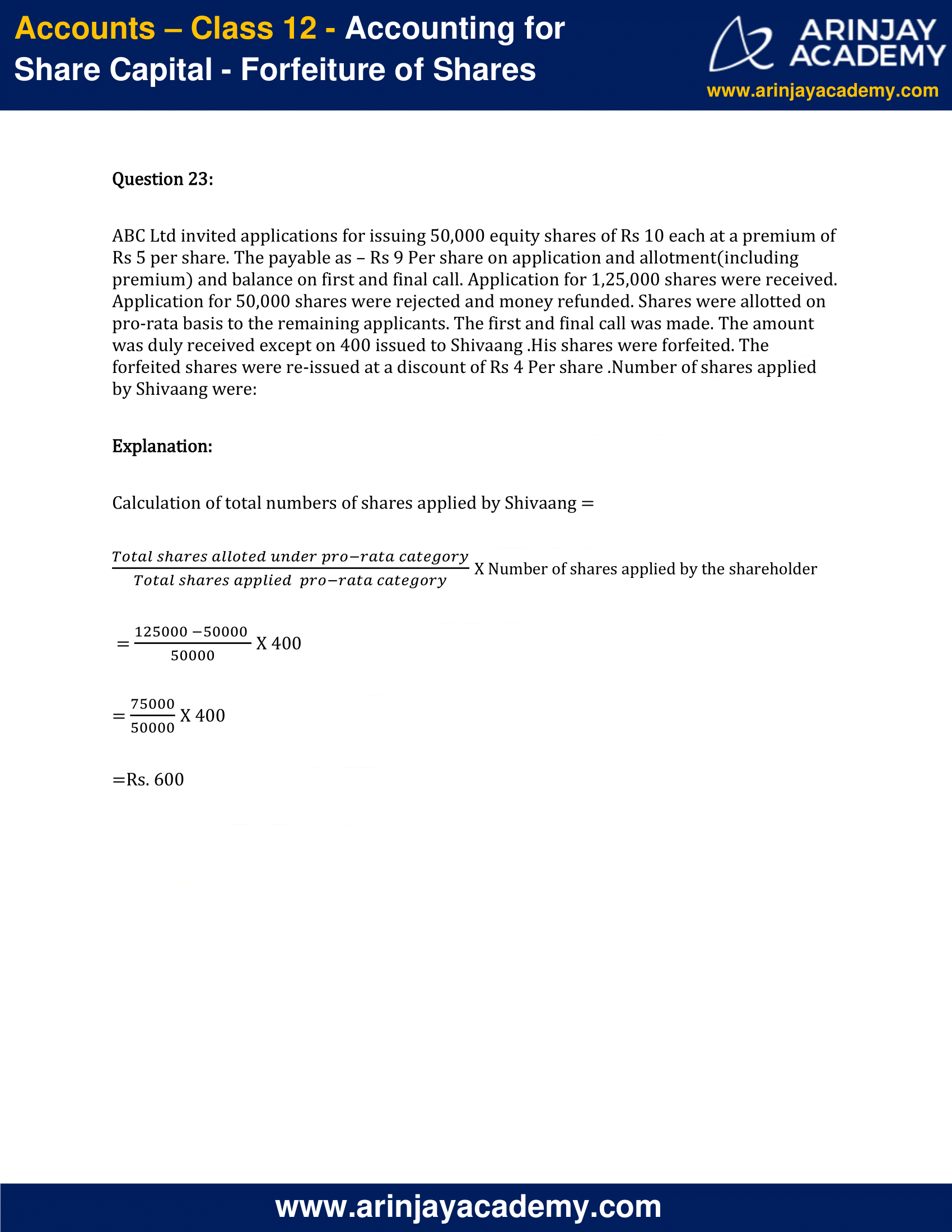 Determination of number of share applied by a person in case of Pro-Rata