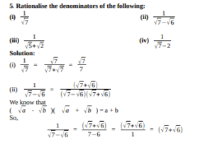 Rationalise the denominators of the following
