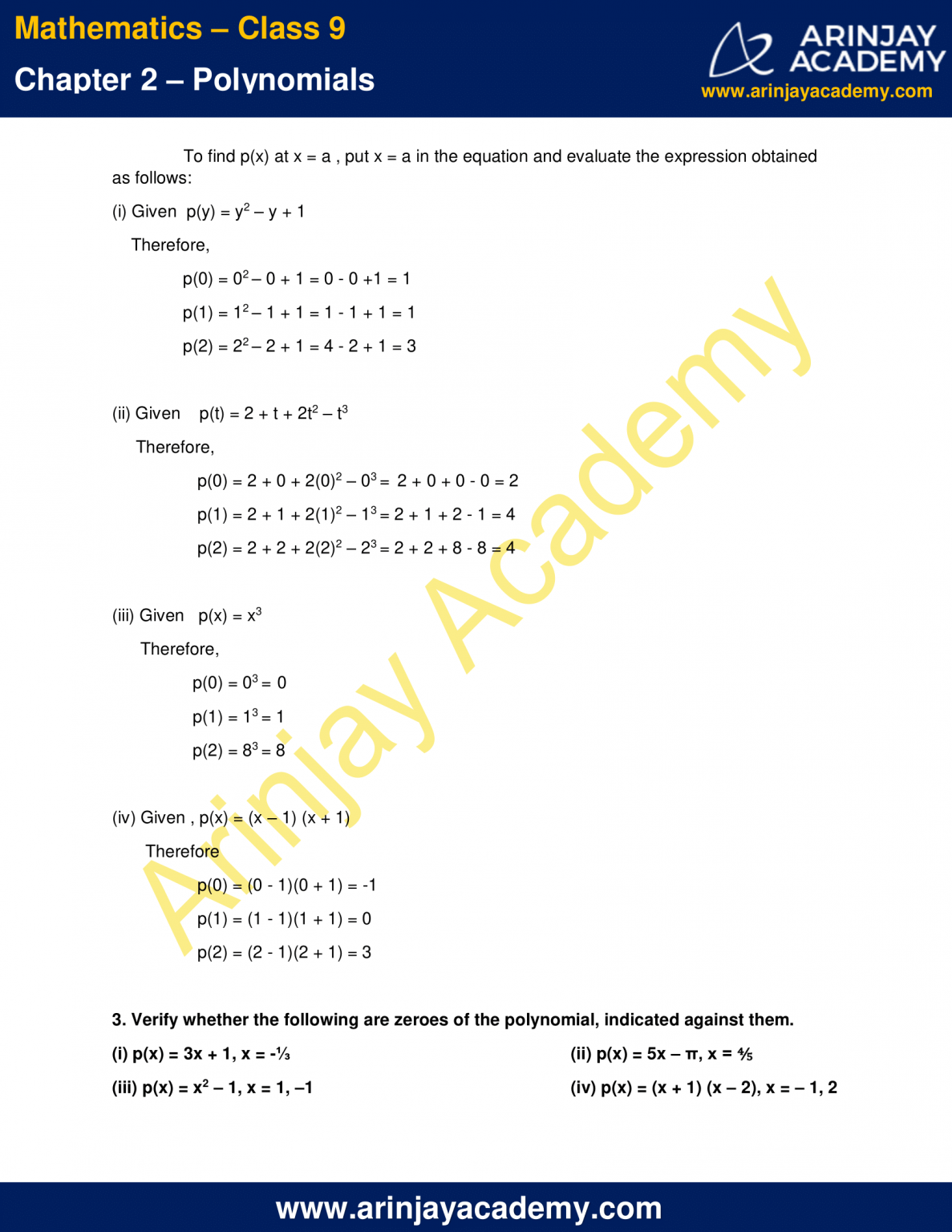 case study questions of polynomials class 9th maths