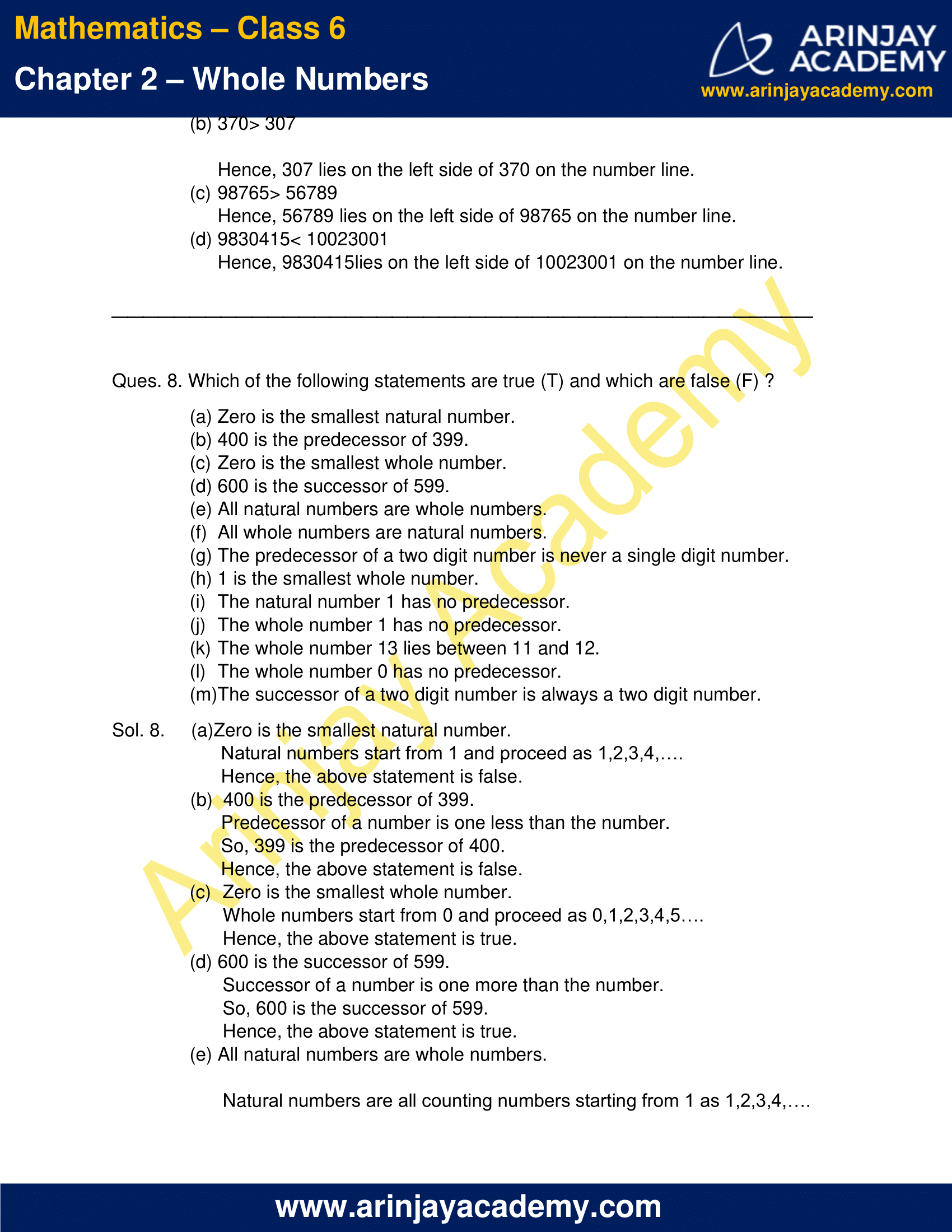 NCERT Solutions for Class 6 Maths Chapter 2 - Whole Numbers