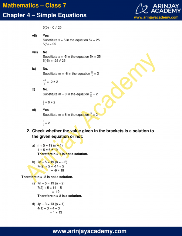 NCERT Solutions For Class 7 Maths Chapter 4 - Simple Equations