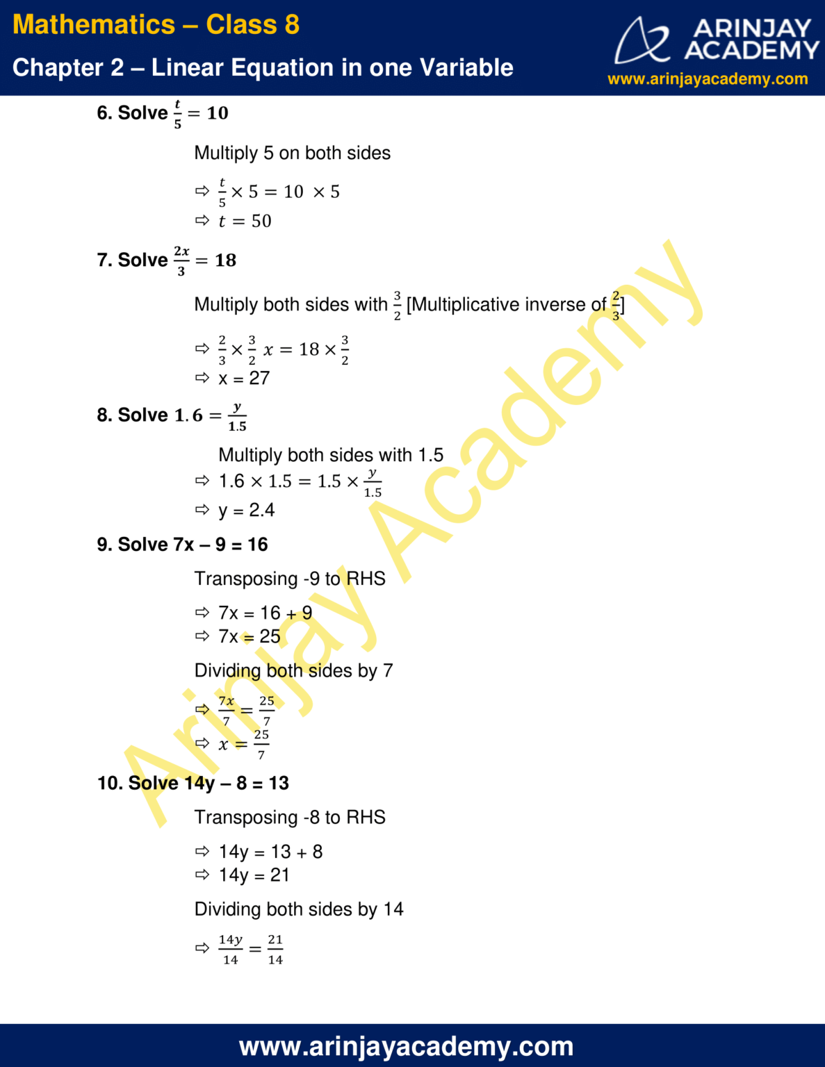 class 8 maths assignment answer