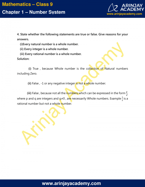 NCERT Solutions For Class 9 Maths Chapter 1 Exercise 1.1 - Number System