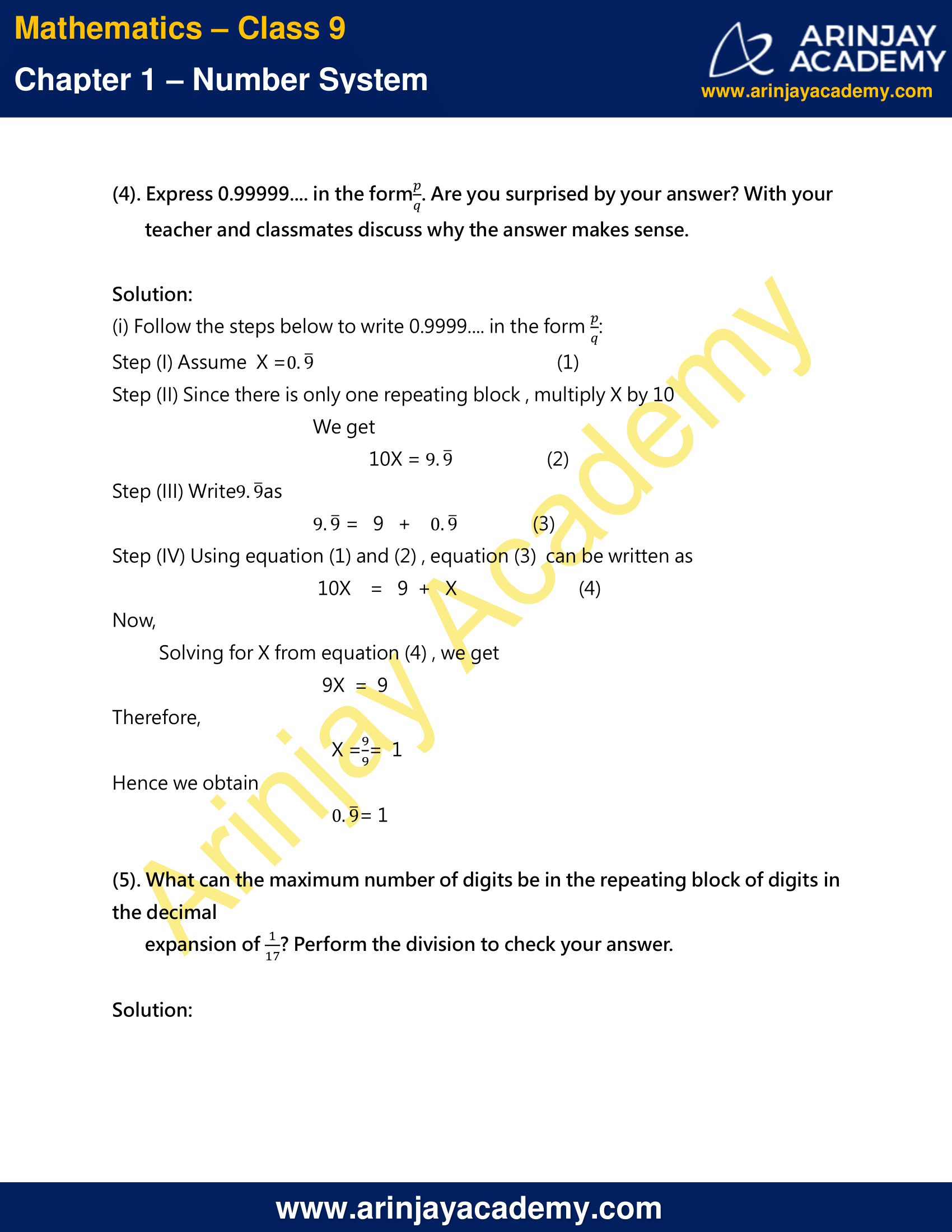 NCERT Solutions For Class 9 Maths Chapter 1 Exercise 1.3 image 7