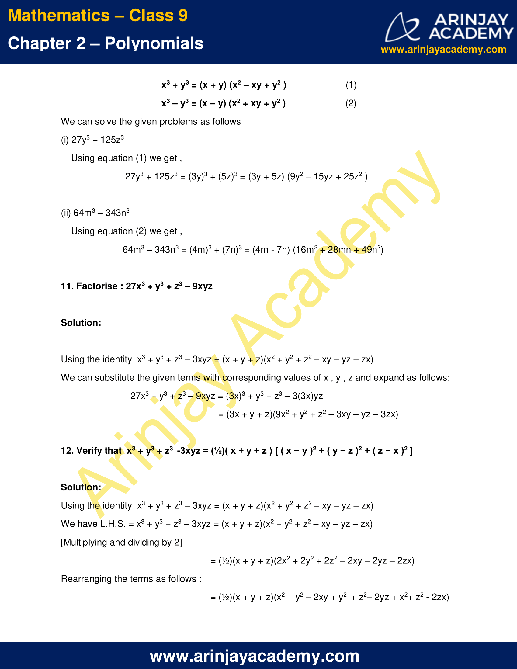 Ncert Solutions For Class 9 Maths Chapter 2 Exercise 2 5 Polynomials