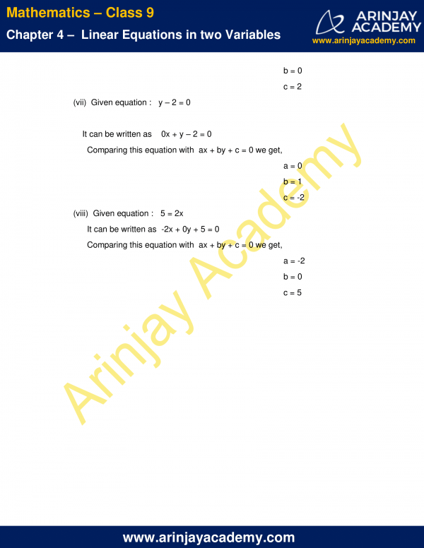 NCERT Solutions For Class 9 Maths Chapter 4 Exercise 4.1 - Linear ...