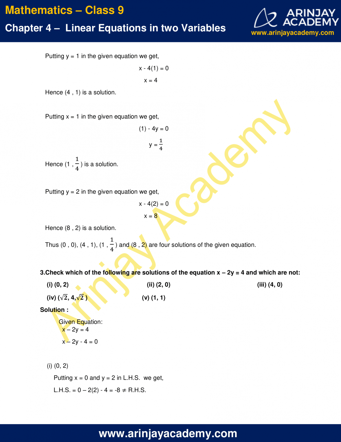 NCERT Solutions for Class 9 Maths Chapter 4 Exercise 4.2 - Linear ...