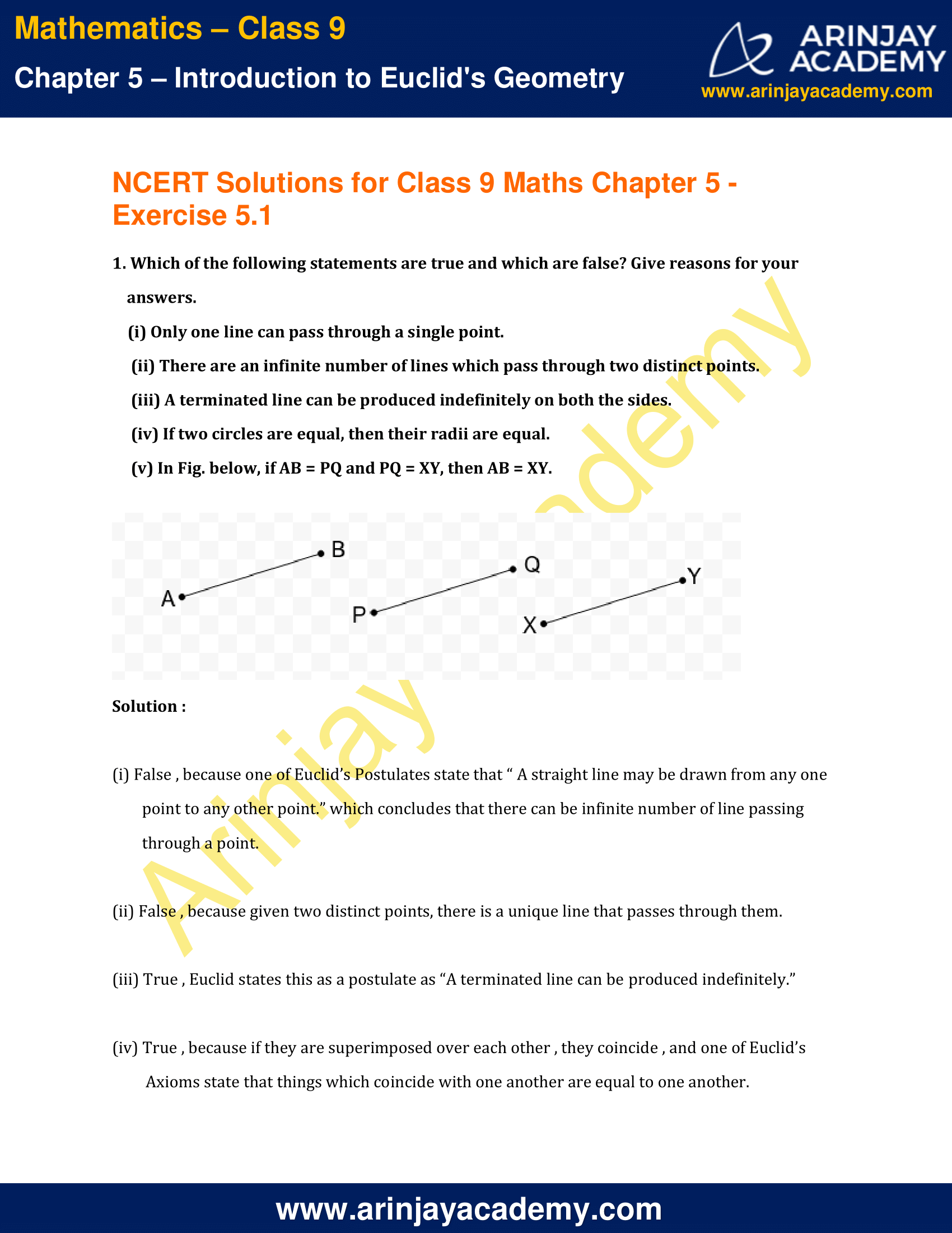 NCERT Solutions for Class 9 Maths Chapter 5 Exercise 5.1 image 1