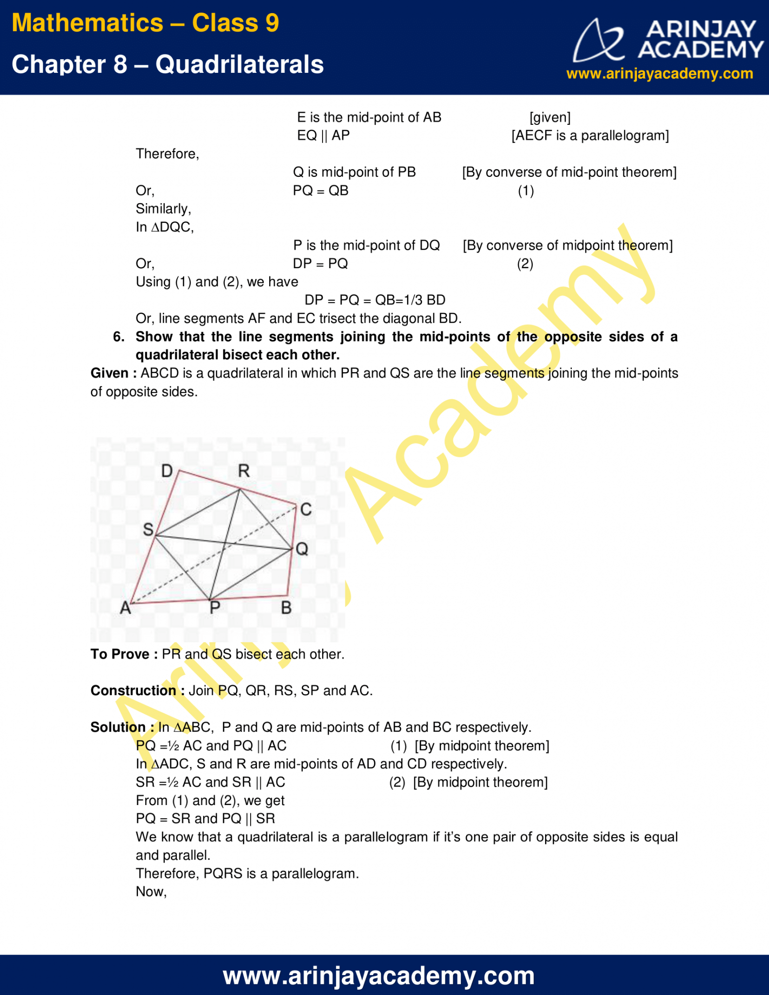 NCERT Solutions For Class 9 Maths Chapter 8 Exercise 8.2 - Quadrilaterals