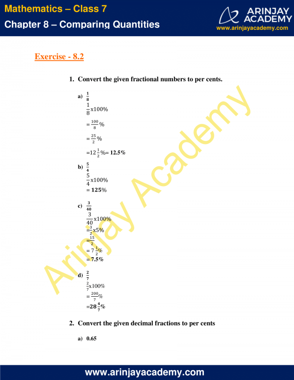 NCERT Solutions for Class 7 Maths Chapter 8 - Comparing Quantities