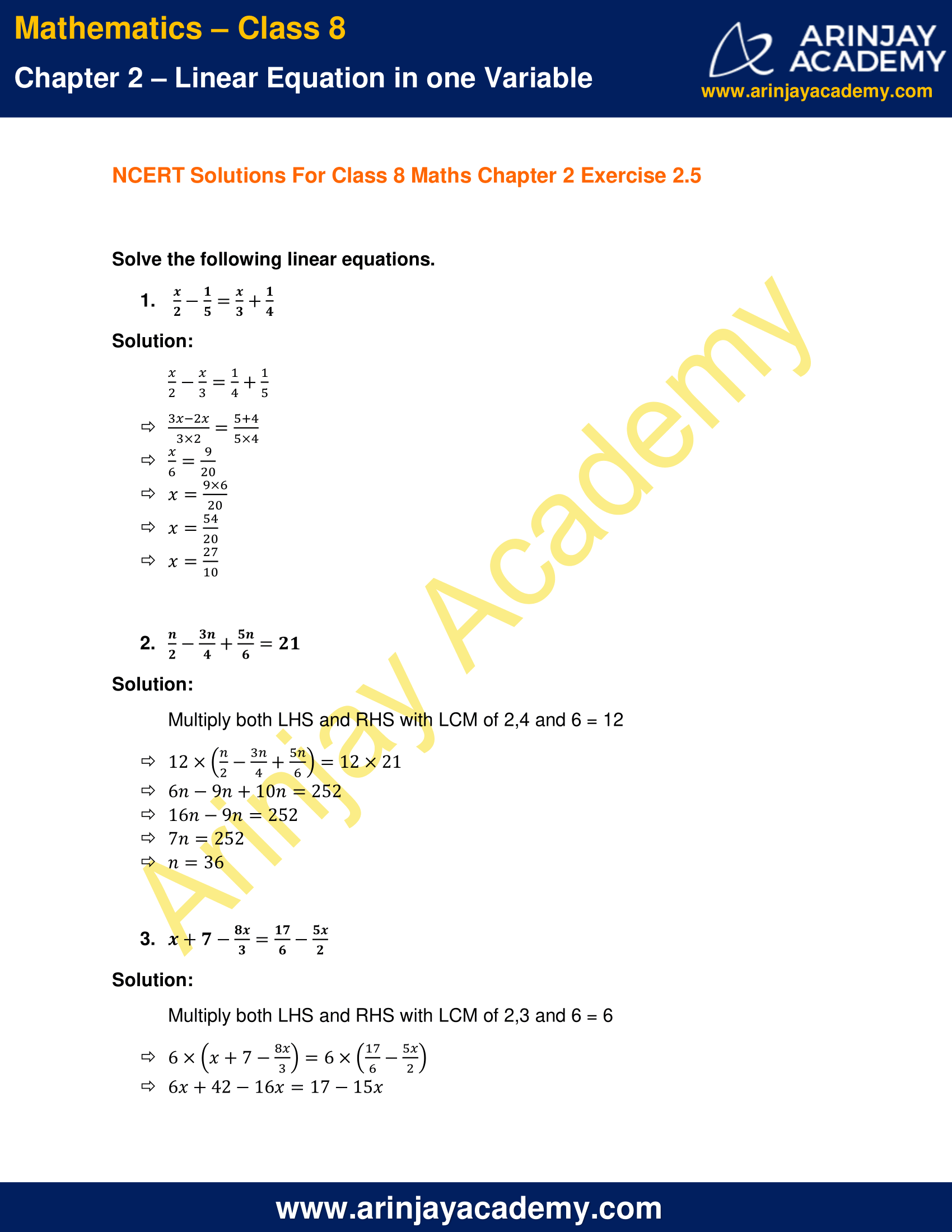 NCERT Solutions for Class 8 Maths Chapter 2 Exercise 2.5 image 1