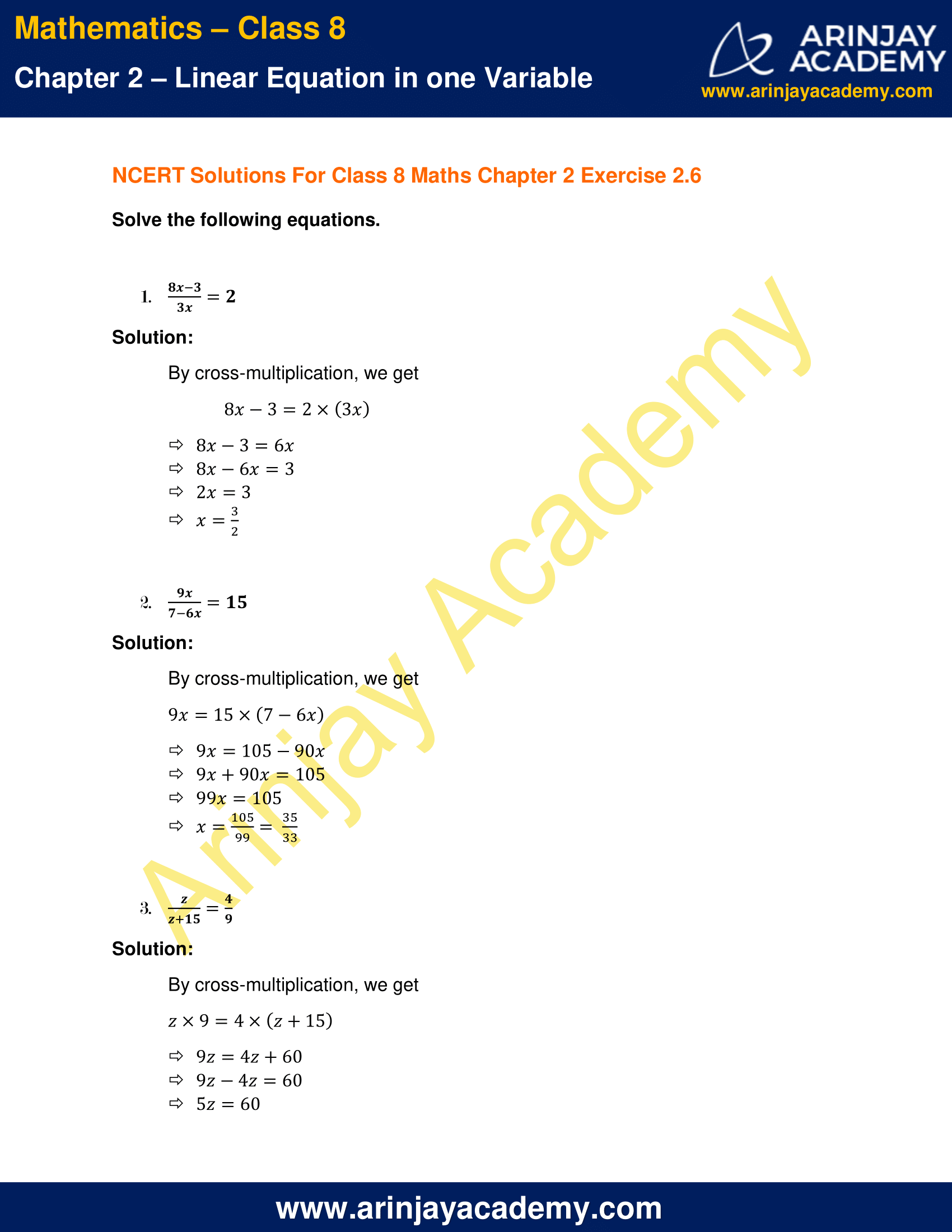 NCERT Solutions for Class 8 Maths Chapter 2 Exercise 2.6 image 1