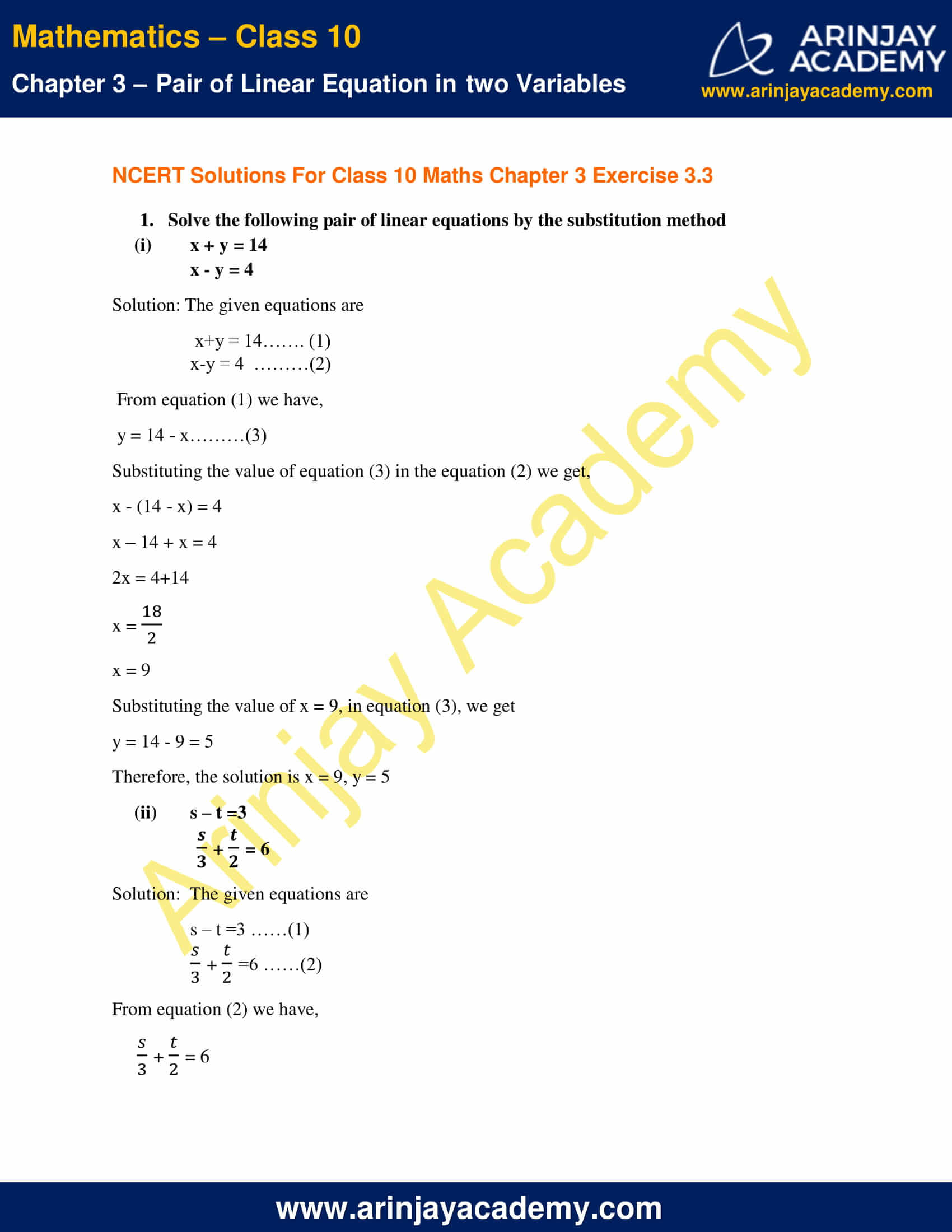 NCERT Solutions For Class 10 Maths Chapter 3 Exercise 3.3 image 1