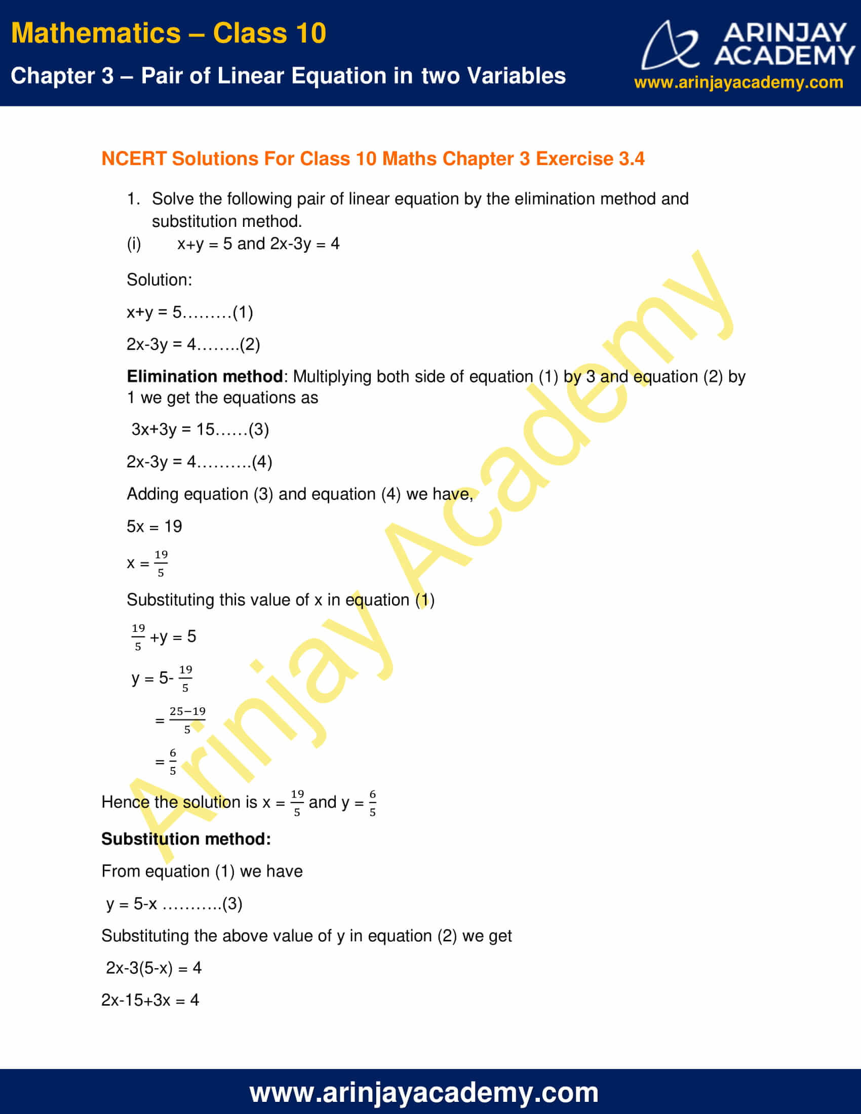 NCERT Solutions For Class 10 Maths Chapter 3 Exercise 3.4 image 1
