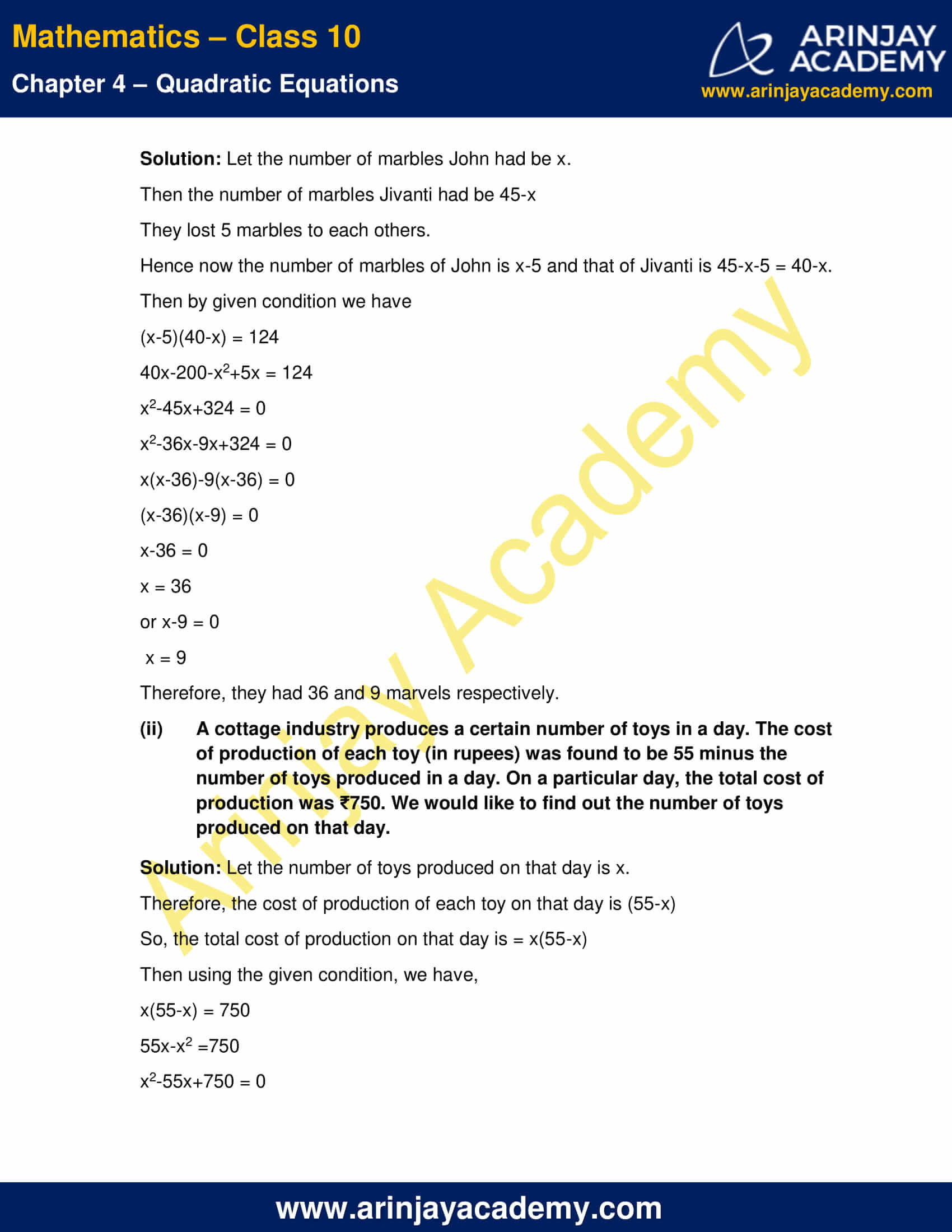 NCERT Solutions For Class 10 Maths Chapter 4 Exercise 4.2 - Quadratic ...