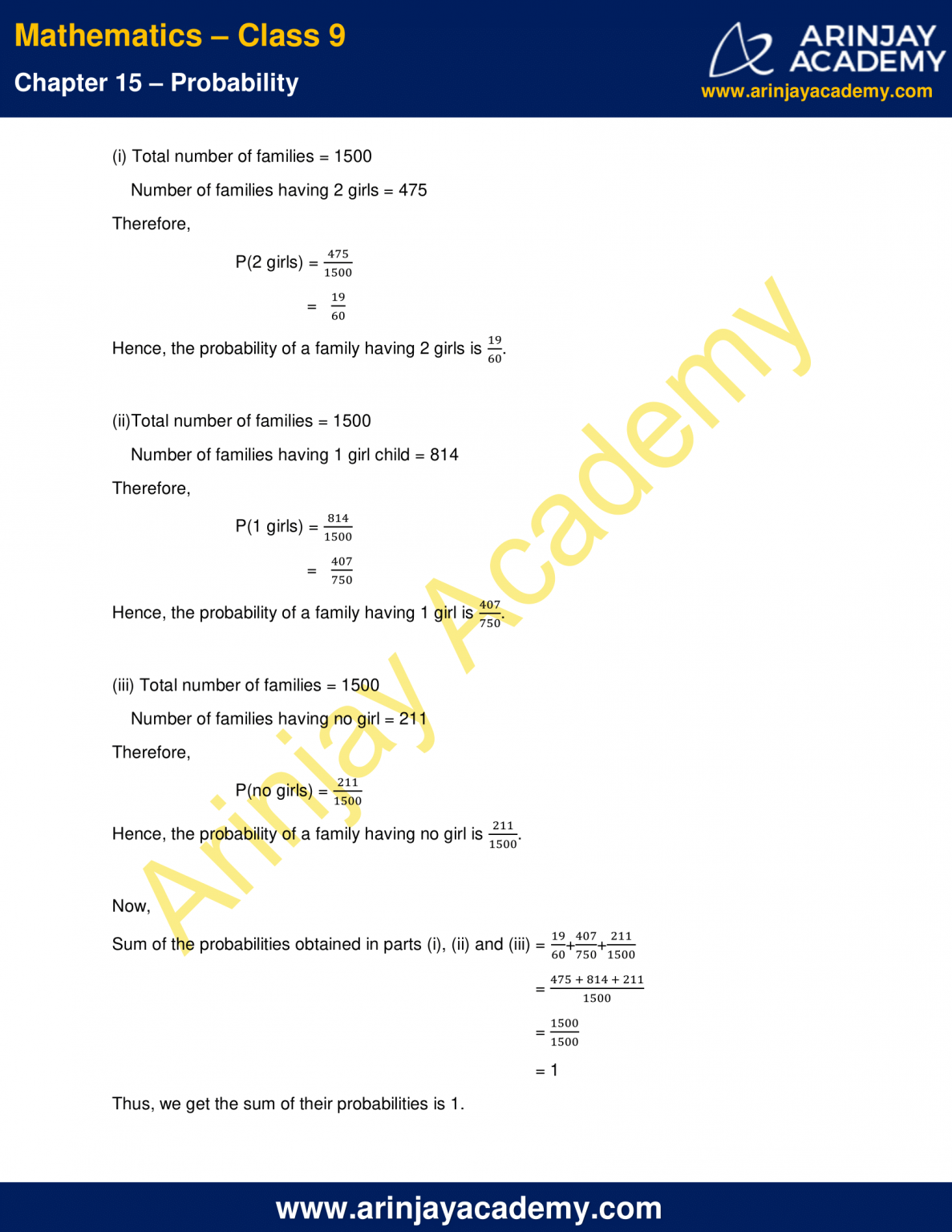 NCERT Solutions for Class 9 Maths Chapter 15 Exercise 15.1 - Probability