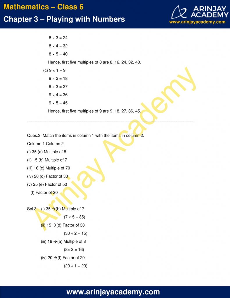 3rd assignment class 6 math