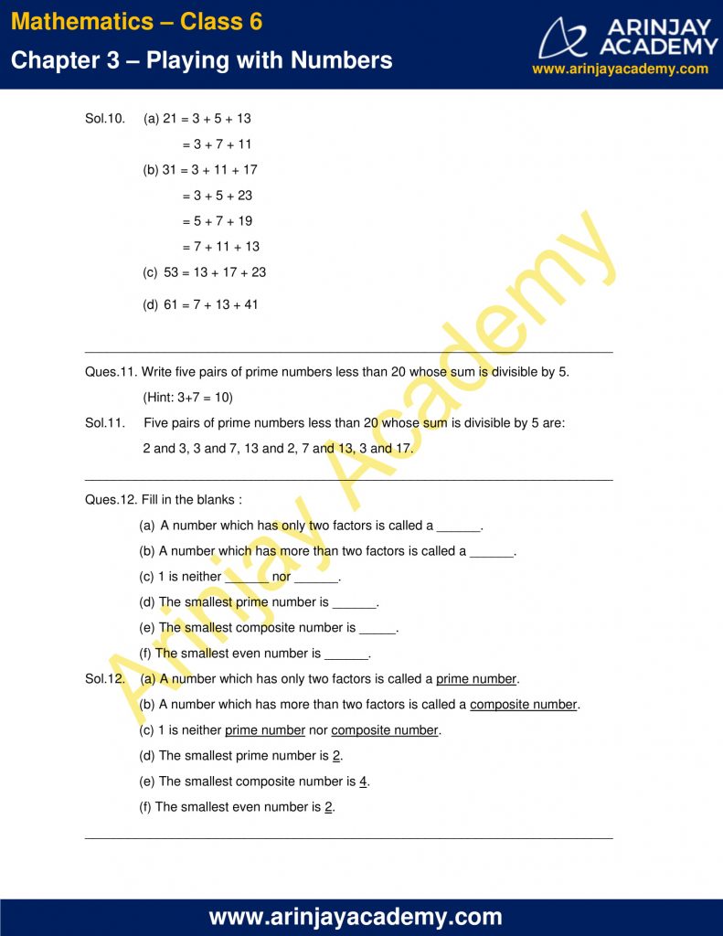 NCERT Solutions for Class 6 Maths Chapter 3 - Download PDF