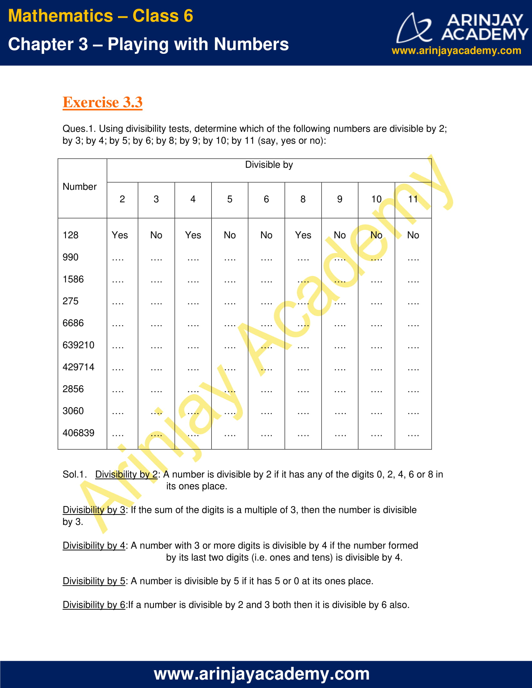 NCERT Solutions for Class 6 Maths Chapter 3 Exercise 3.3 image 1