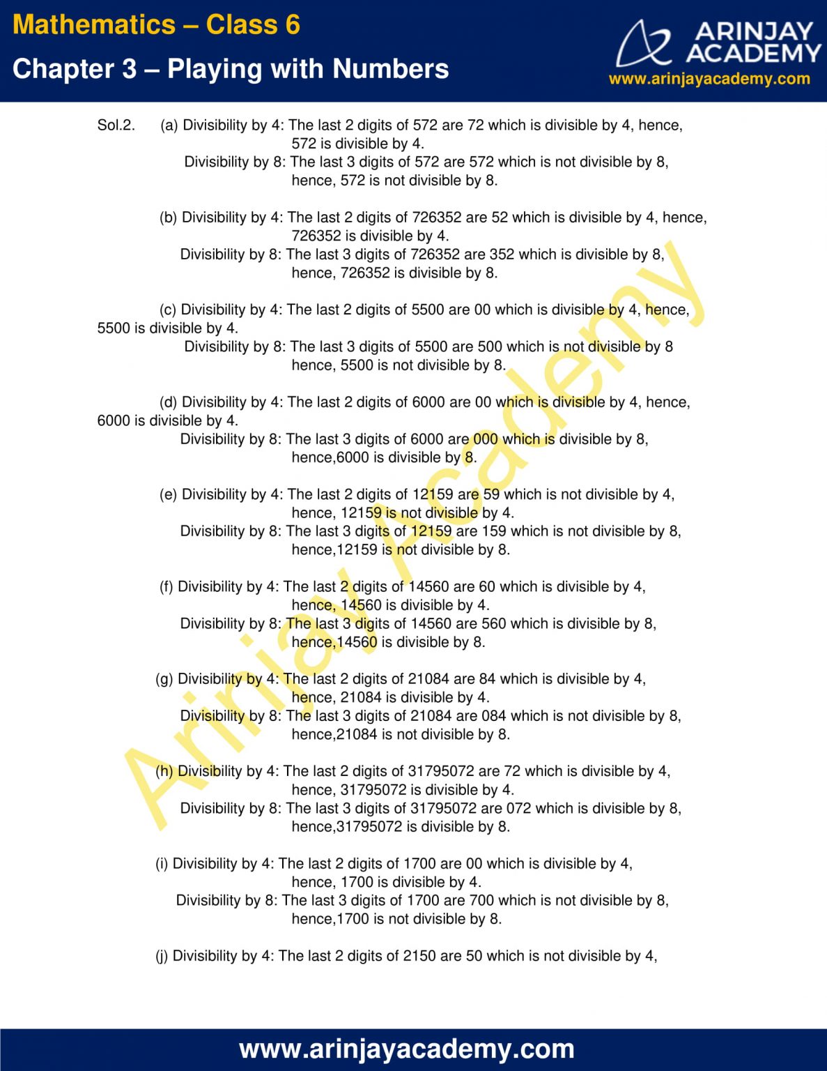 NCERT Solutions For Class 6 Maths Chapter 3 - Download PDF