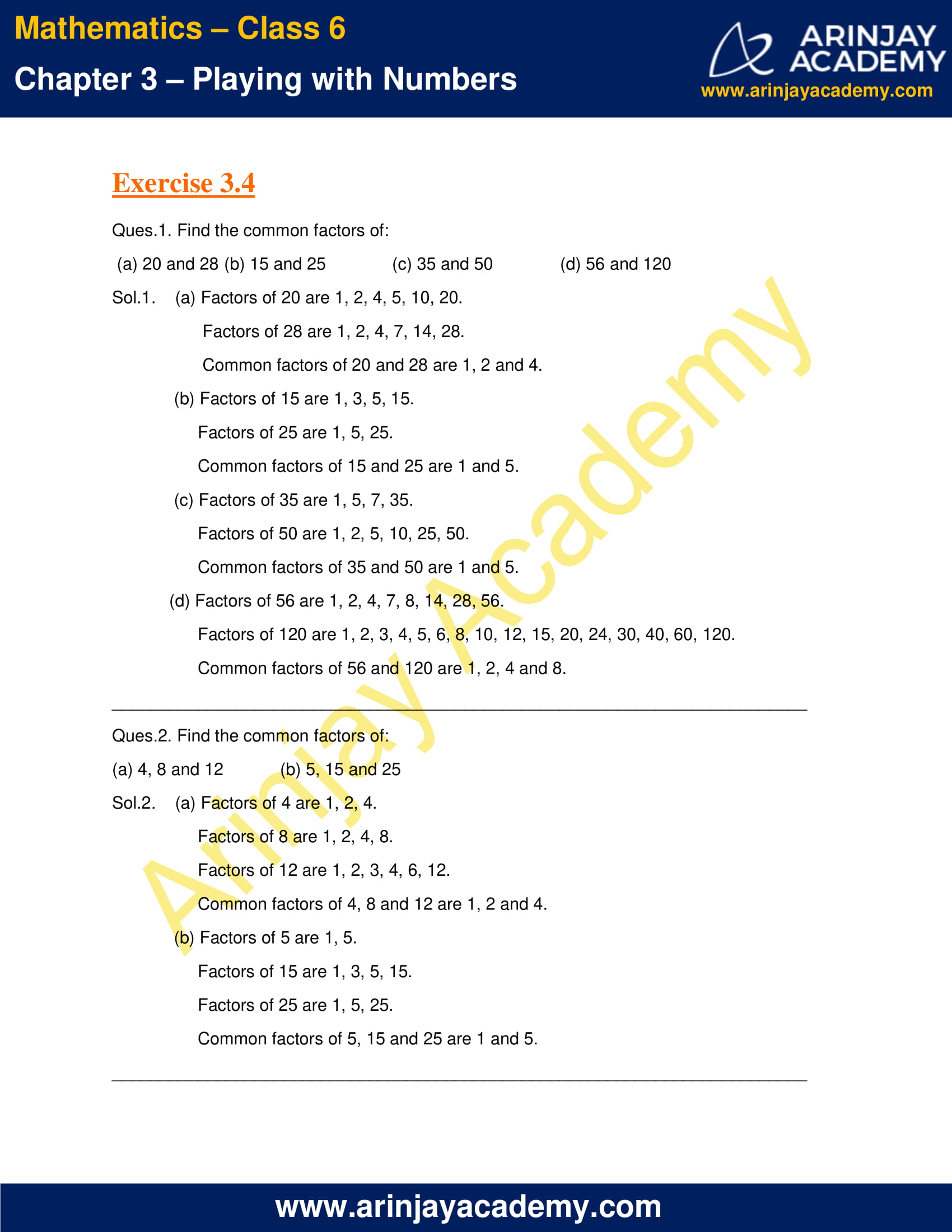 NCERT Solutions for Class 6 Maths Chapter 3 Exercise 3.4 image 1