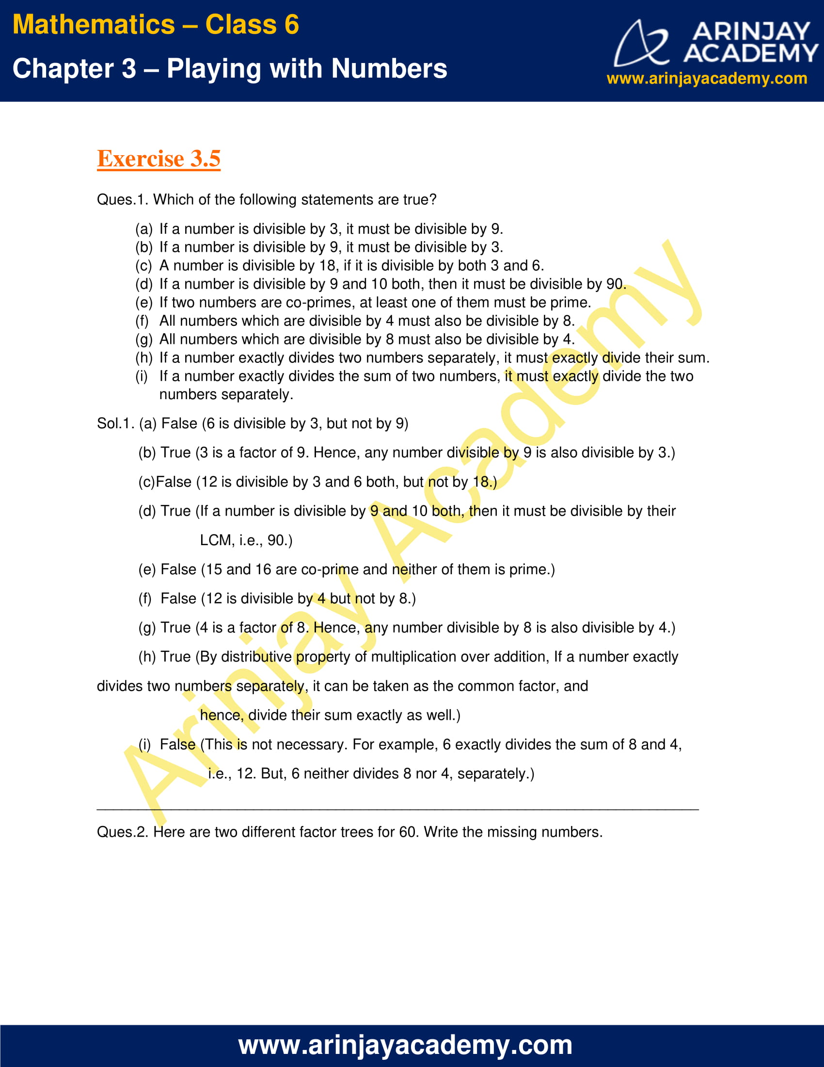 NCERT Solutions for Class 6 Maths Chapter 3 Exercise 3.5 image 1