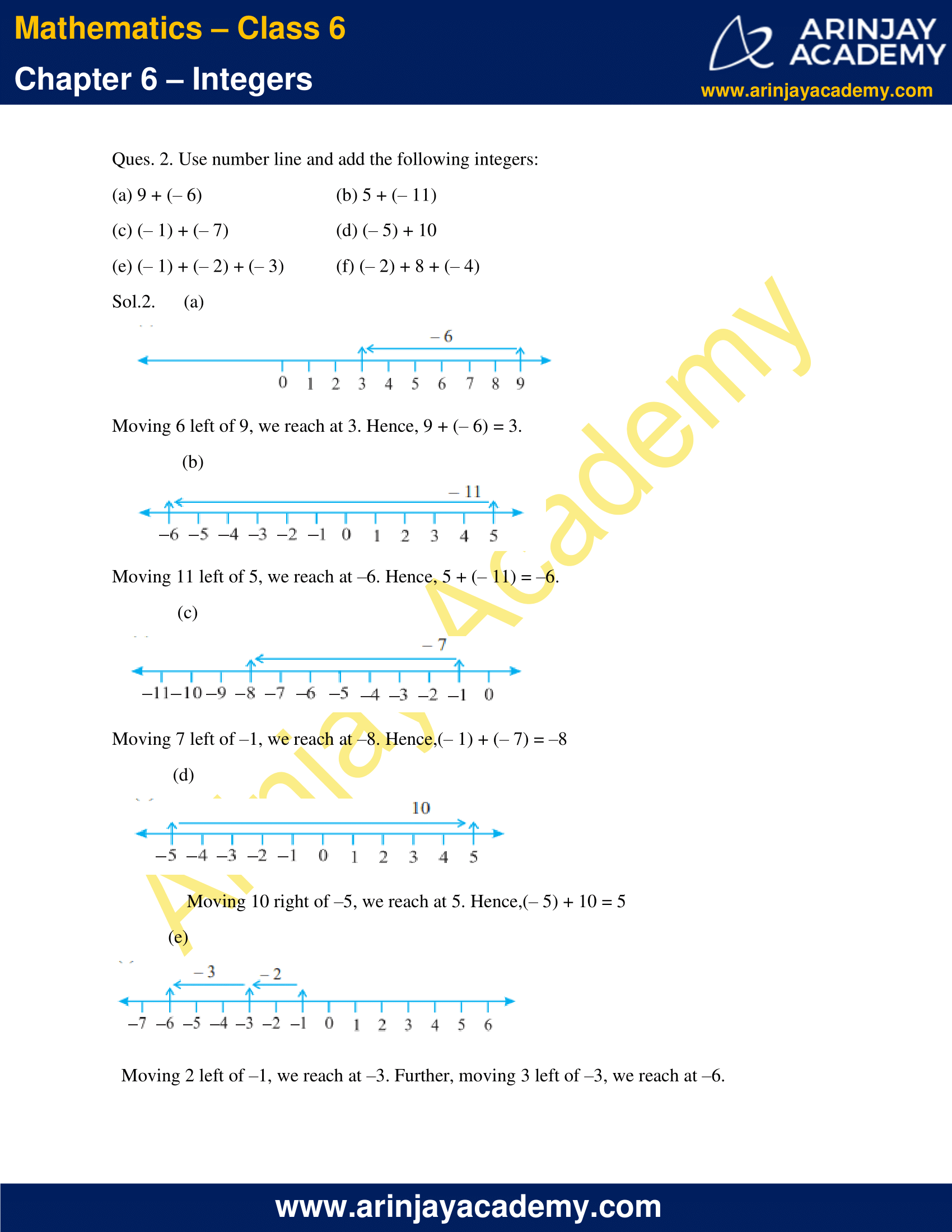 NCERT Solutions for Class 6 Maths Chapter 6 Integers Exercise 6.2 image 2