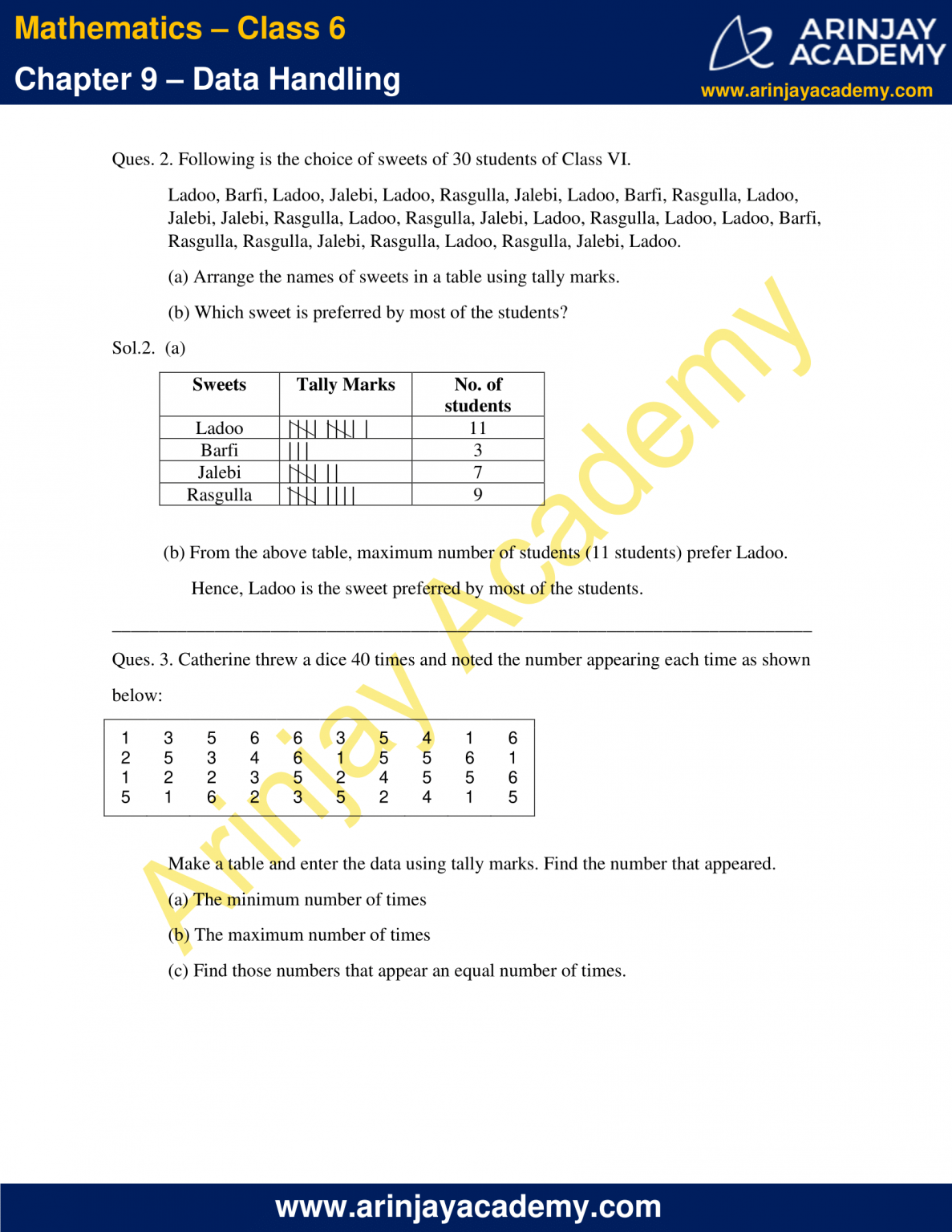 NCERT Solutions for Class 6 Maths Chapter 9 - Download PDF