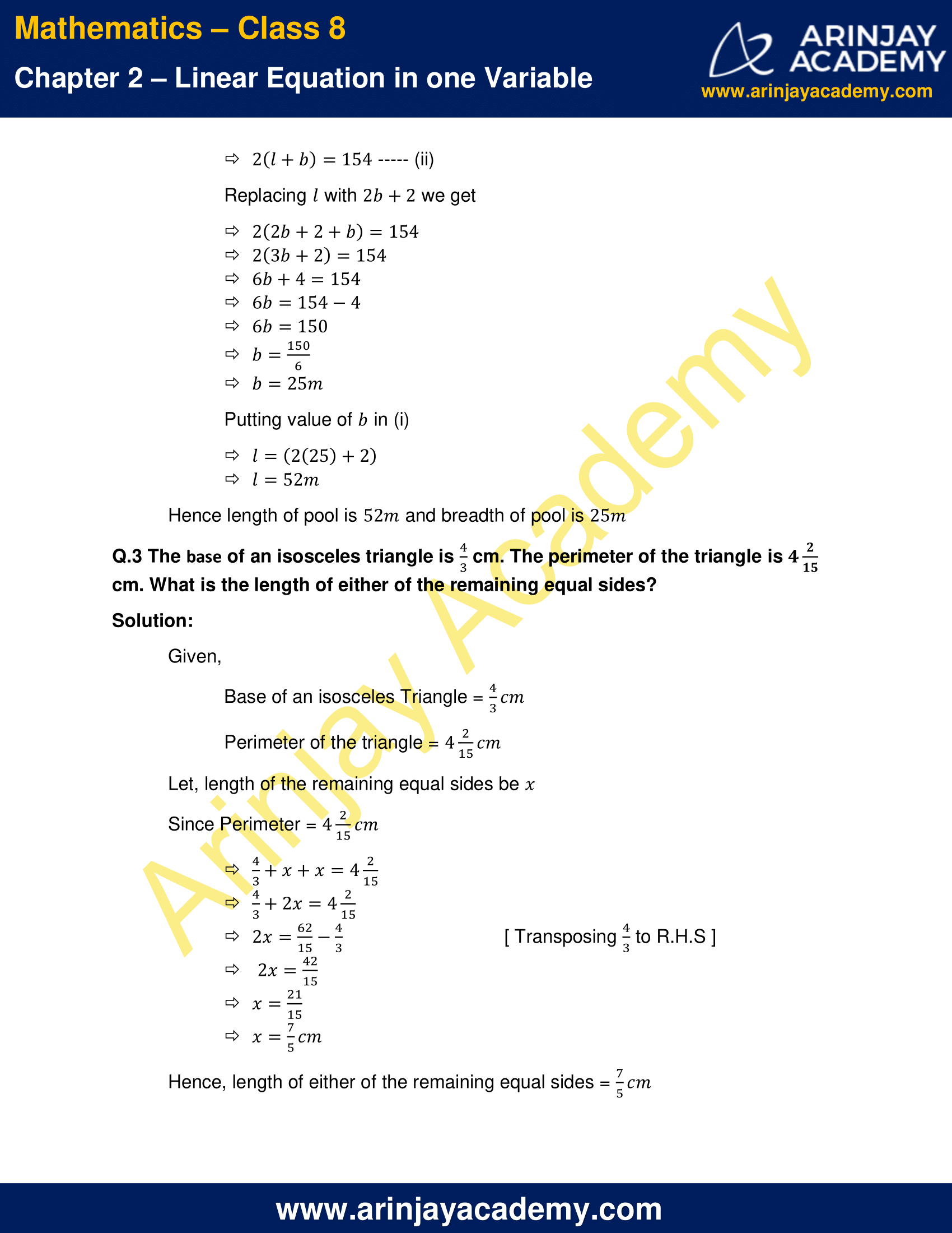 assignment for class 8 maths chapter 2