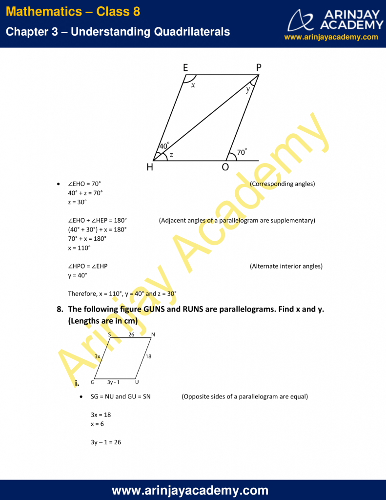 NCERT Solutions for Class 8 Maths Chapter 3 Exercise 3.3
