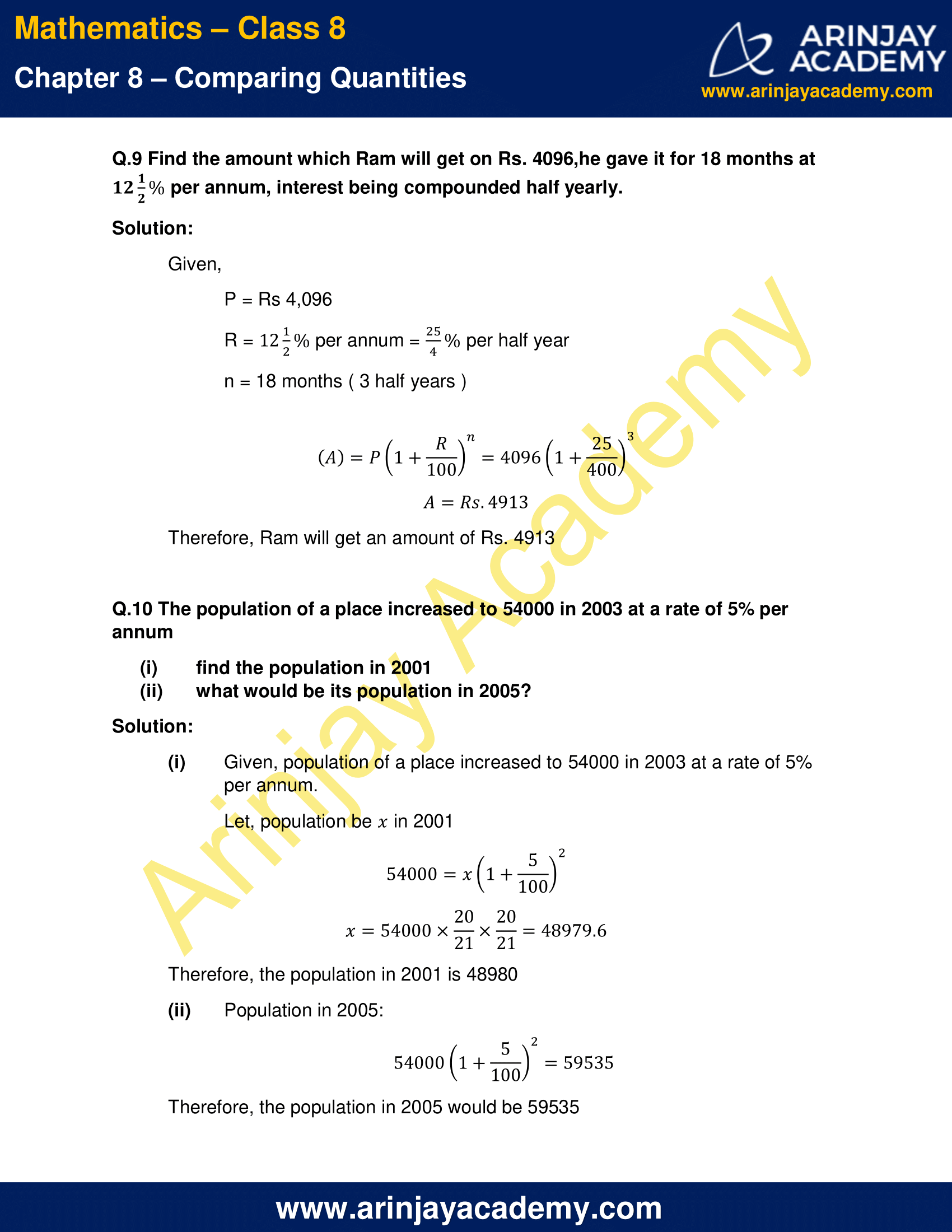 NCERT Solutions for Class 8 Maths Chapter 8 Exercise 8.3 - Comparing ...