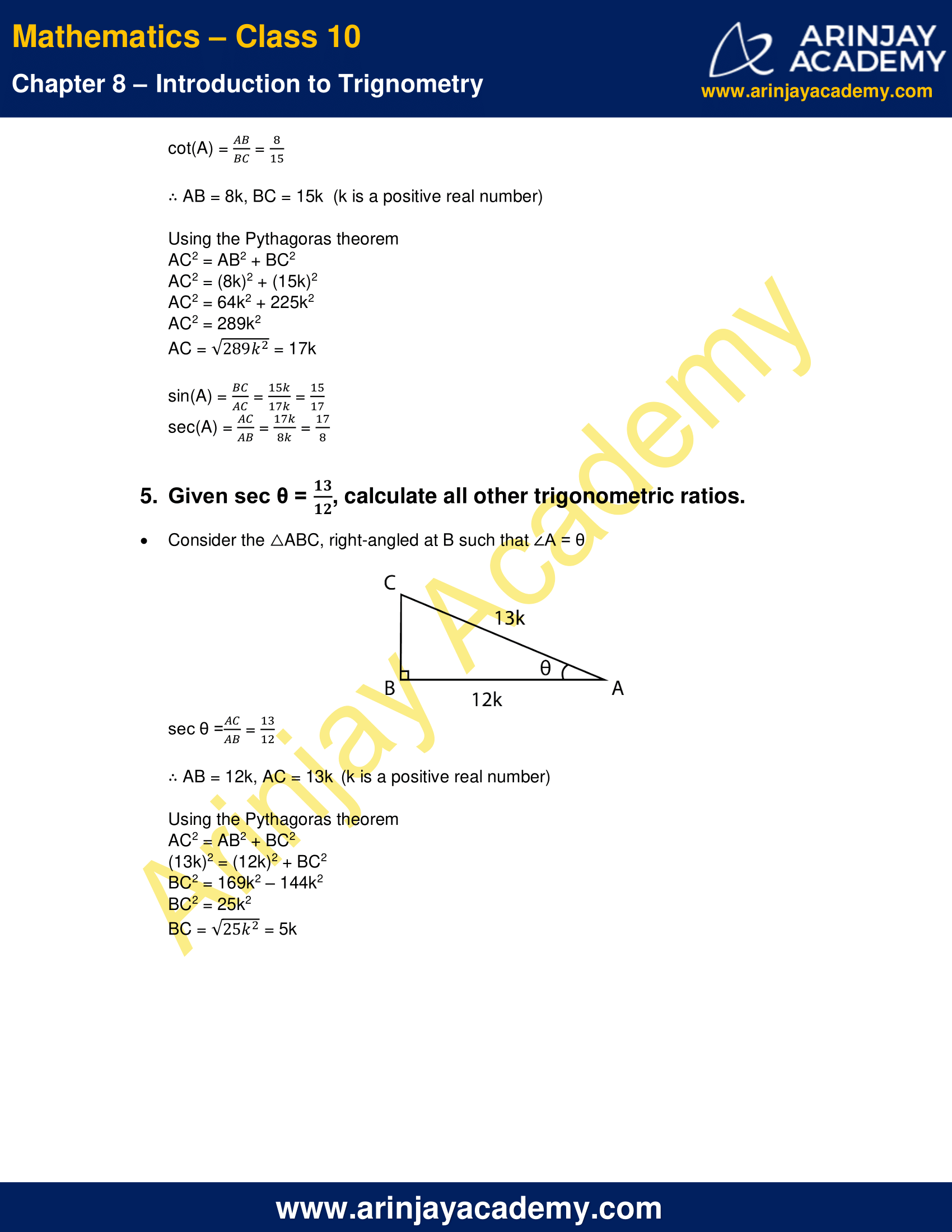 NCERT Solutions For Class 10 Maths Chapter 8 Exercise 8.1- Introduction ...