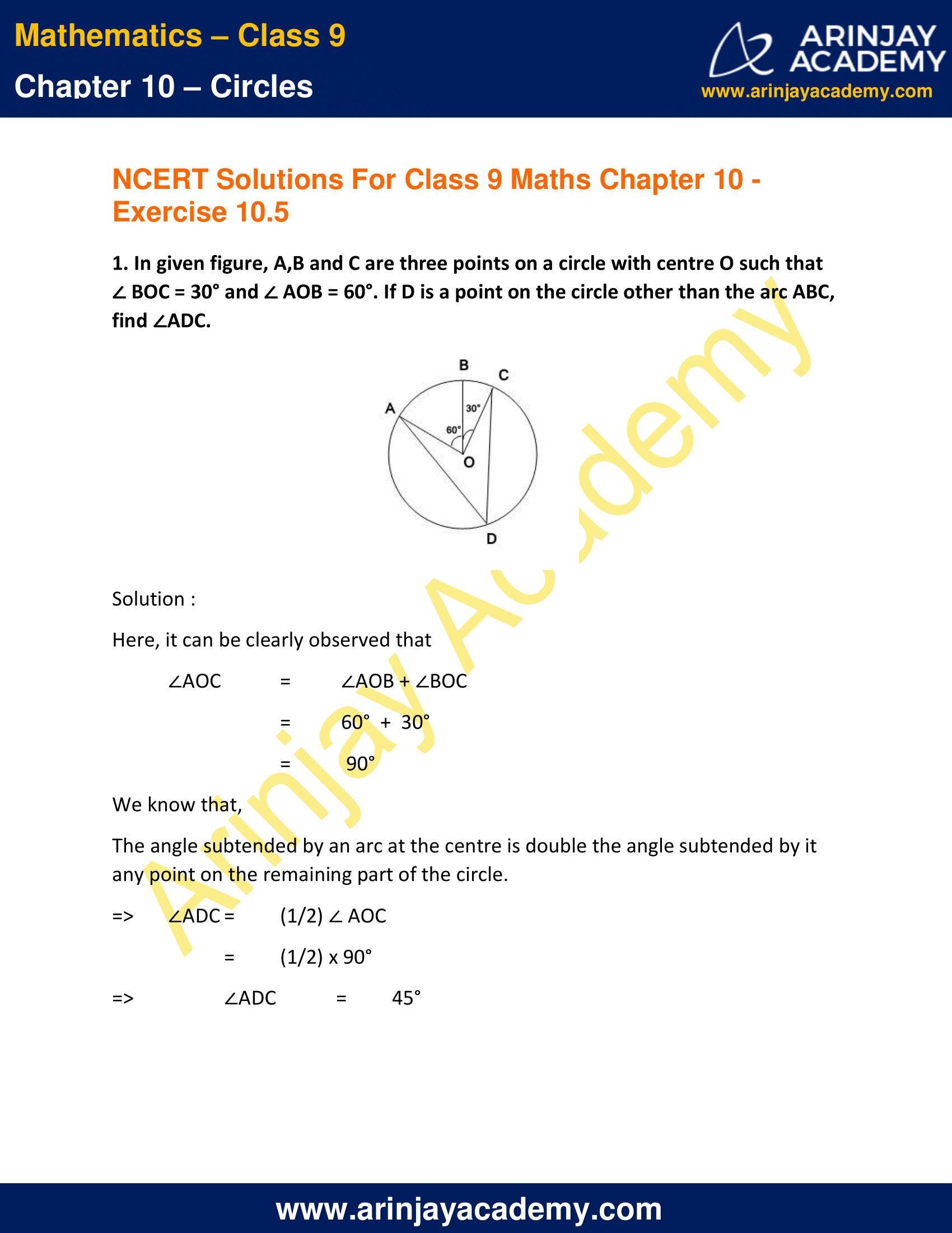 NCERT Solutions for Class 9 Maths Chapter 10 Exercise 10.5 image 1