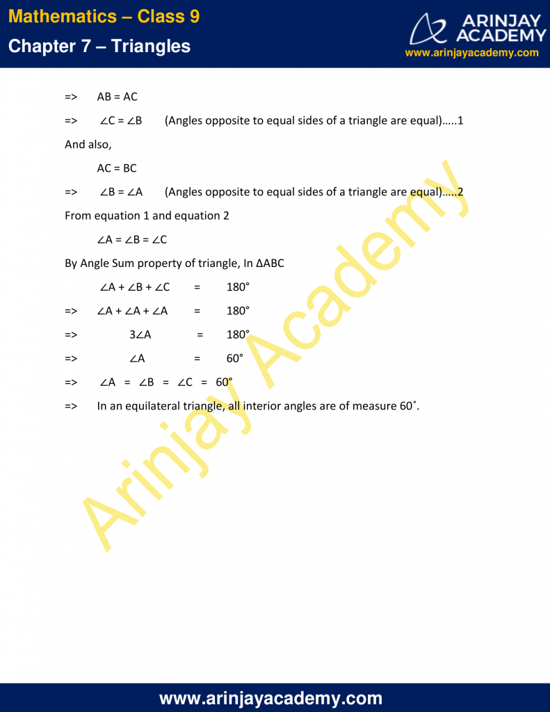 NCERT Solutions for Class 9 Maths Chapter 7 Exercise 7.2 - Triangles
