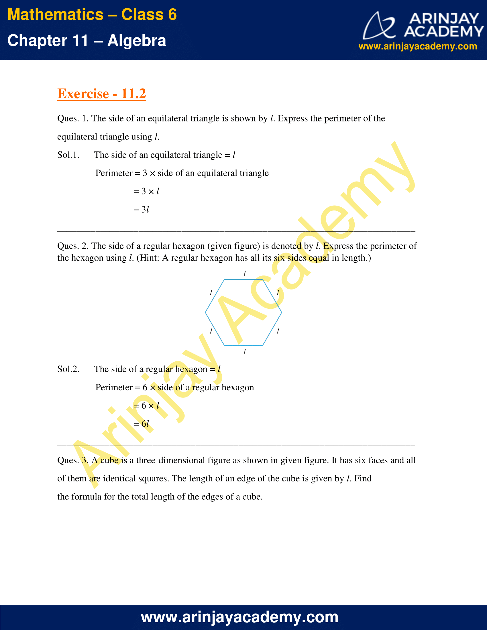 NCERT Solutions for Class 6 Maths Chapter 11 Exercise 11.2 image 1