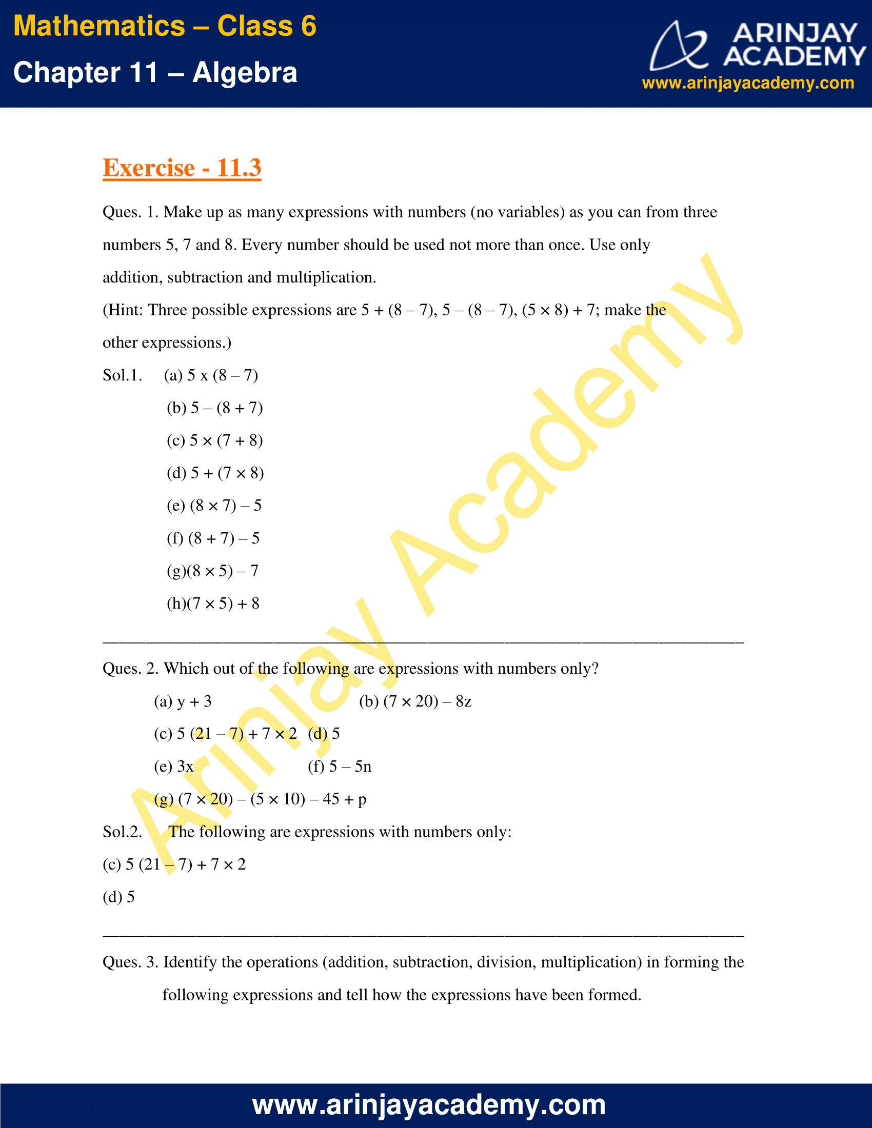 NCERT Solutions for Class 6 Maths Chapter 11 Exercise 11.3 image 1