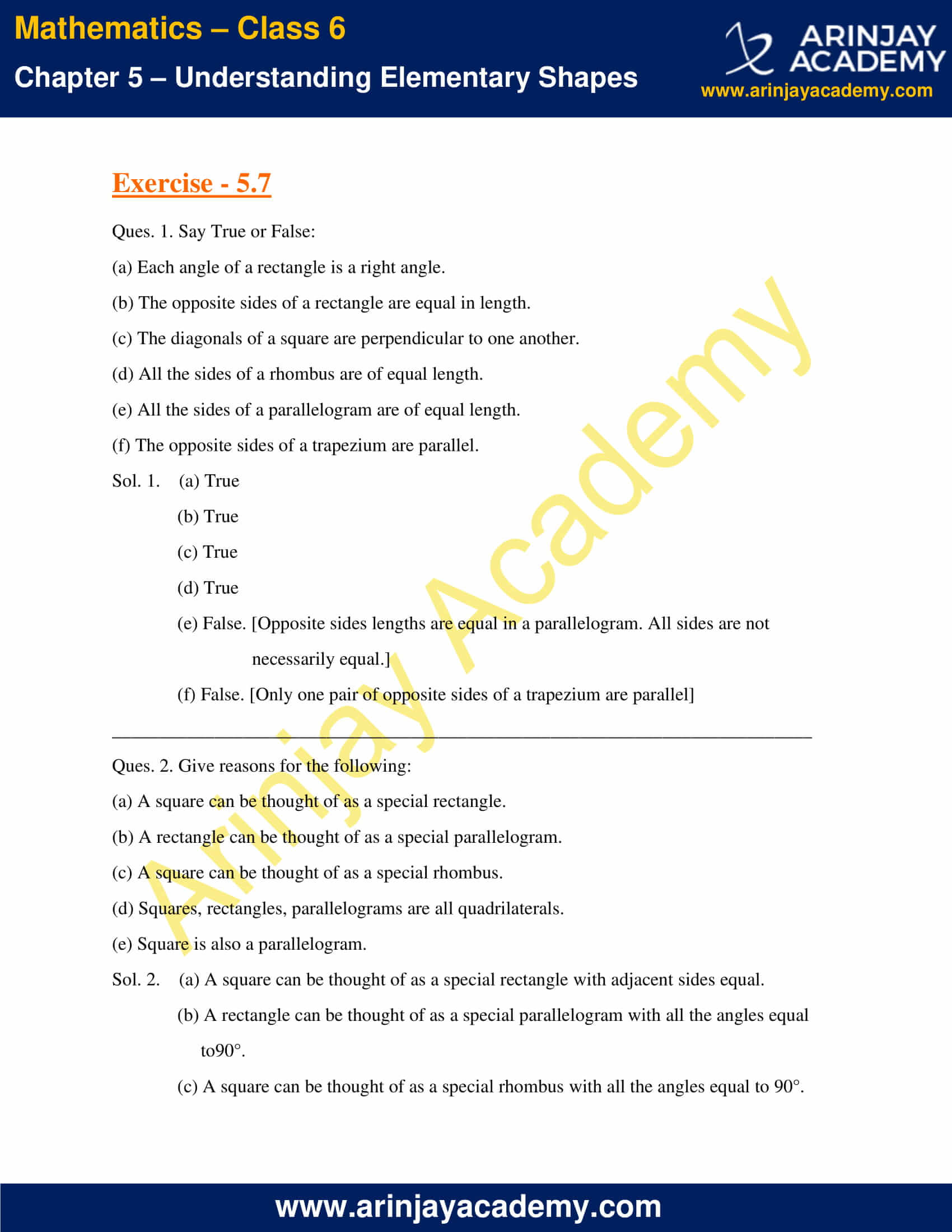 NCERT Solutions for Class 6 Maths Chapter 5 Exercise 5.7 image 1