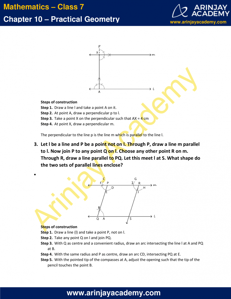 NCERT Solutions for Class 7 Maths Chapter 10 - Practical Geometry