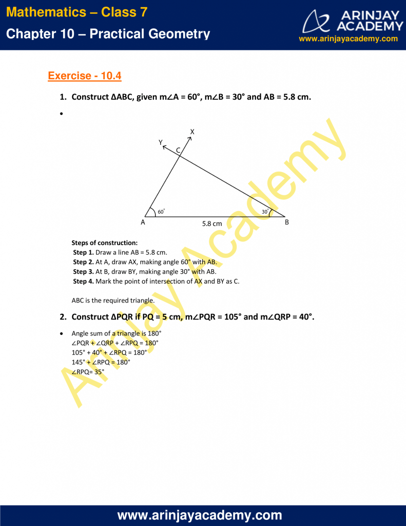 NCERT Solutions for Class 7 Maths Chapter 10 - Practical Geometry