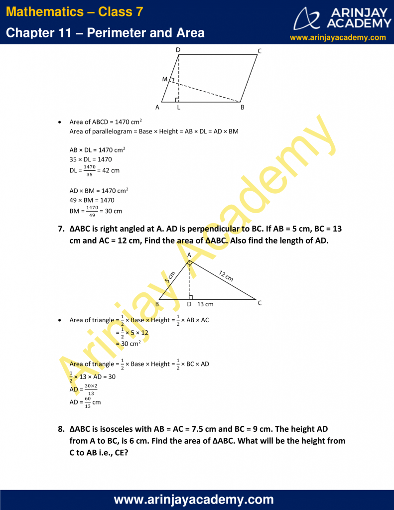 NCERT Solutions for Class 7 Maths Chapter 11 - Perimeter and Area