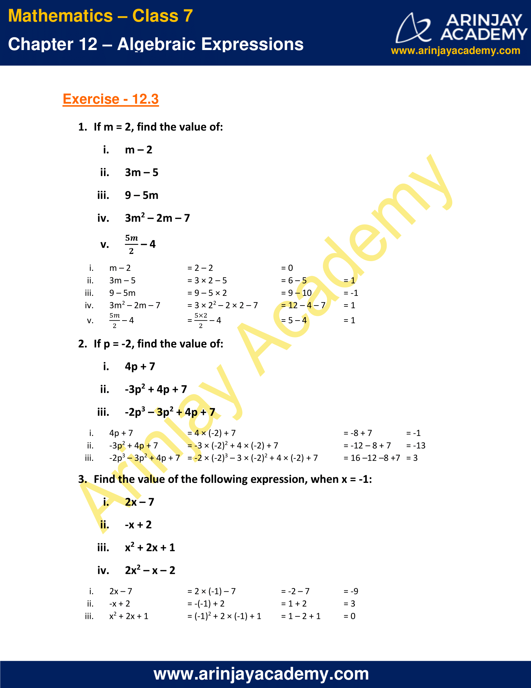 NCERT Solutions for Class 7 Maths Chapter 12 Exercise 12.3 image 1