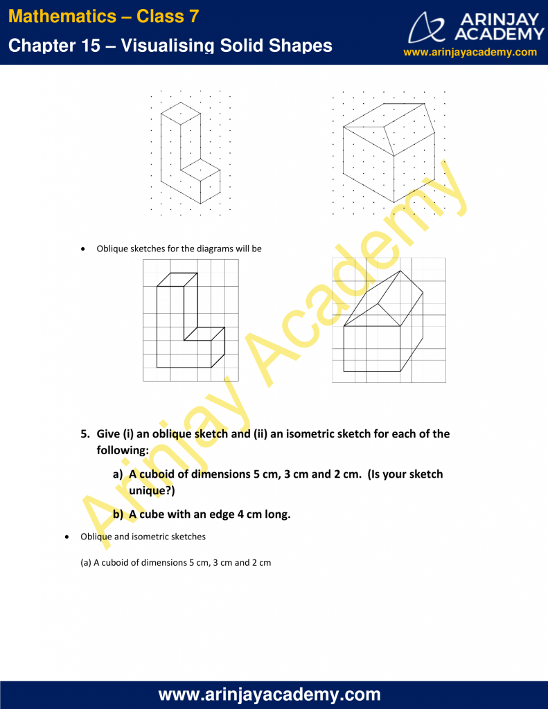 NCERT Solutions for Class 7 Maths Chapter 15 - Visualising Solid Shapes