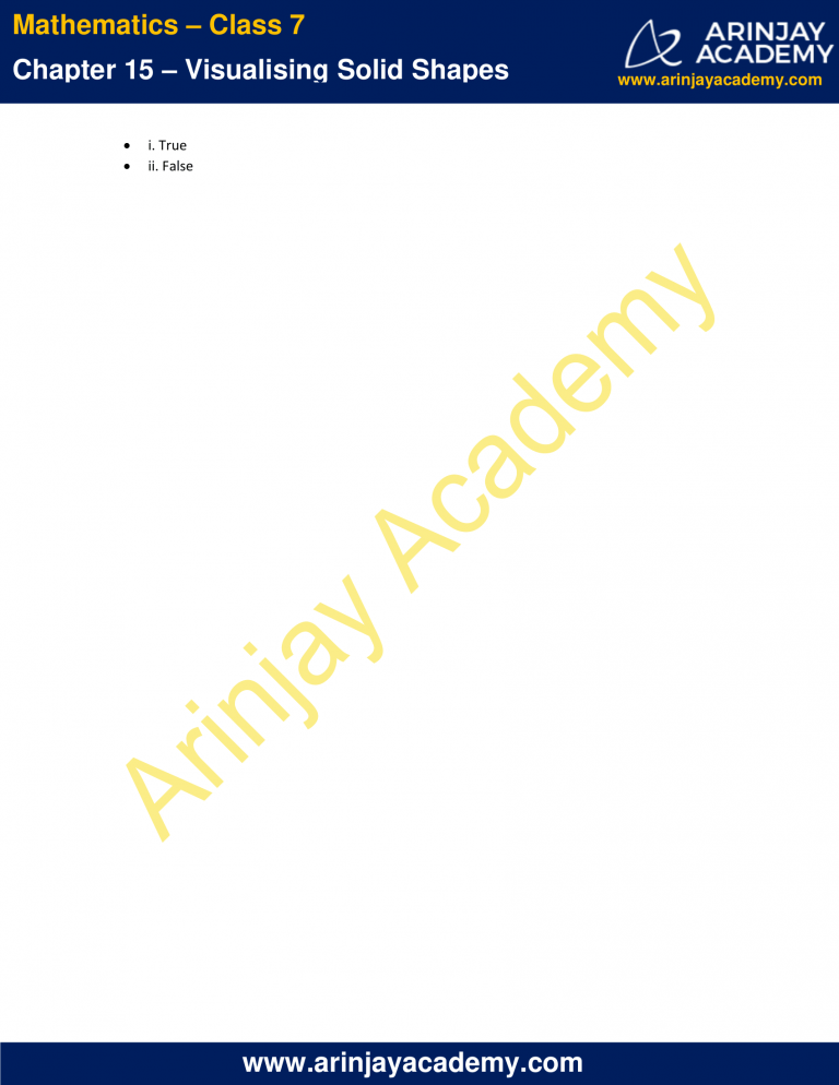 NCERT Solutions for Class 7 Maths Chapter 15 - Visualising Solid Shapes