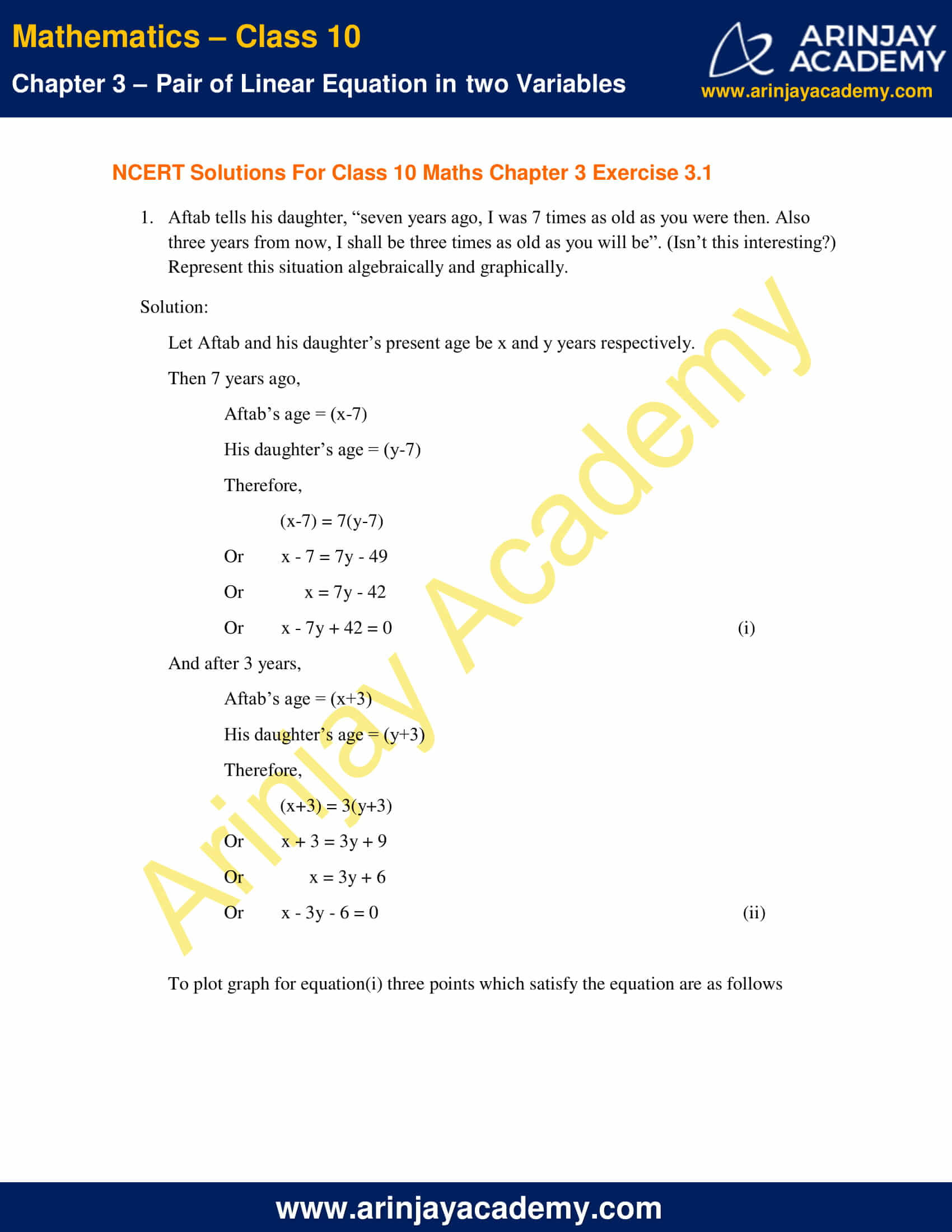 class 10 maths chapter 3 assignment