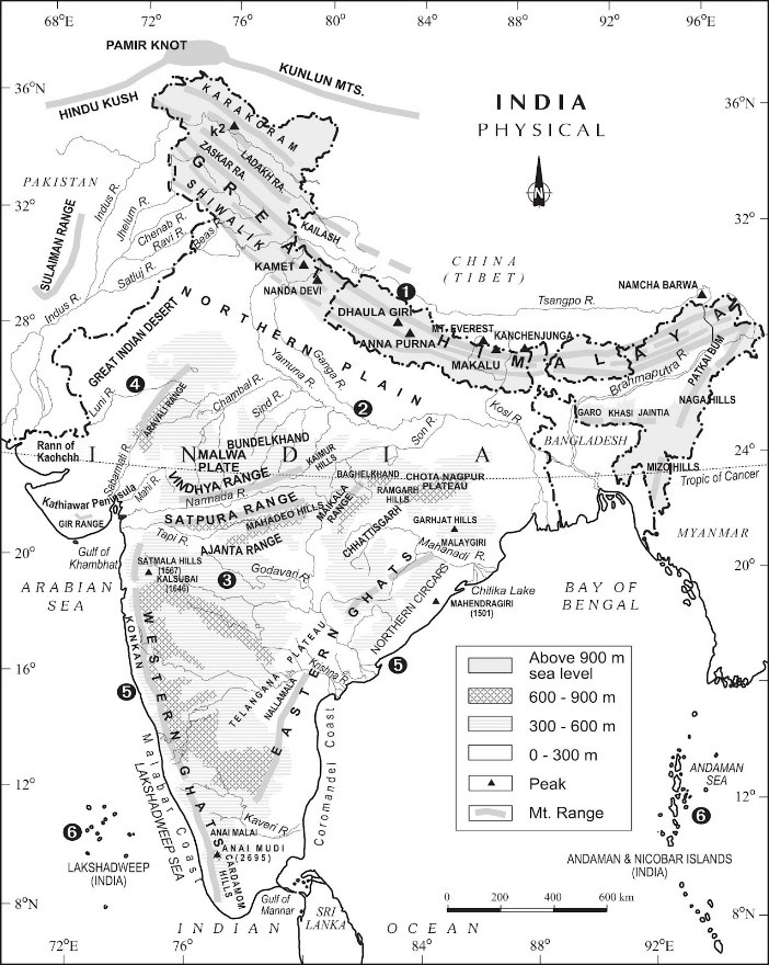 Physical Map of India