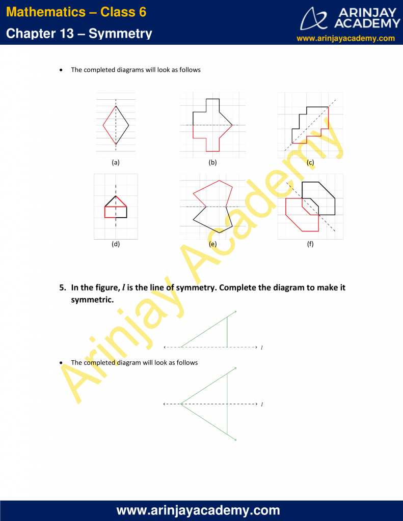 NCERT Solutions for Class 6 Maths Chapter 13- Symmetry Download PDF