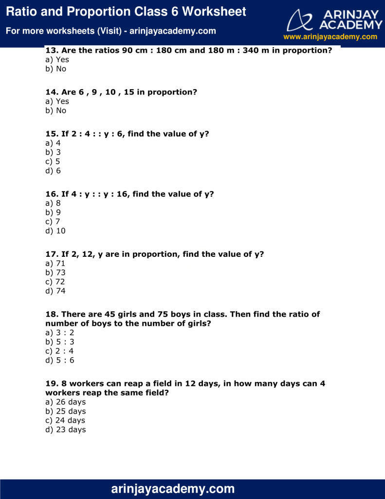 ratio and proportion problem solving for grade 6